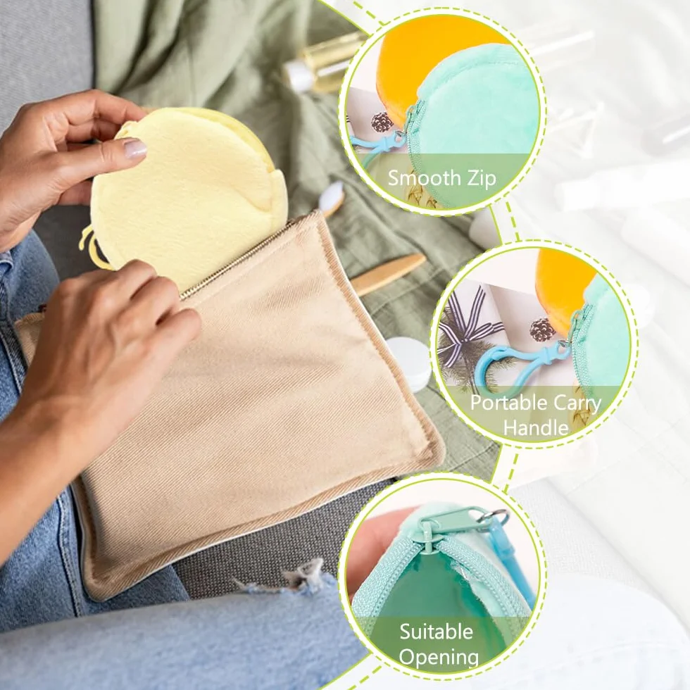 Porte Monnaie Rond en Peluche avec Fermeture Éclair - Mini Sac de Rangement pour Pièces, Clés, Écouteurs