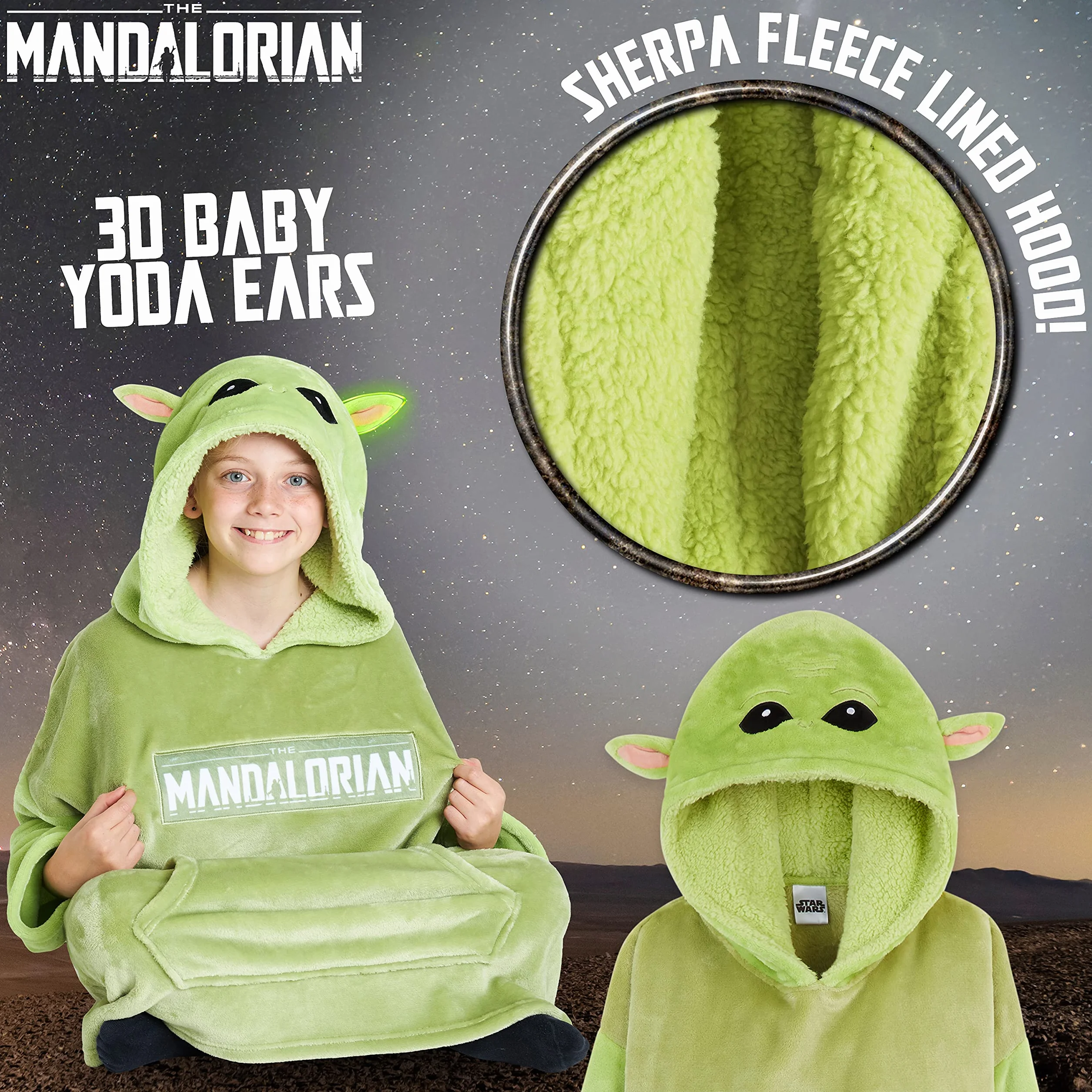 The Mandalorian Sweat à Capuche Enfant Pull Plaid Oversize Polaire Baby Yoda