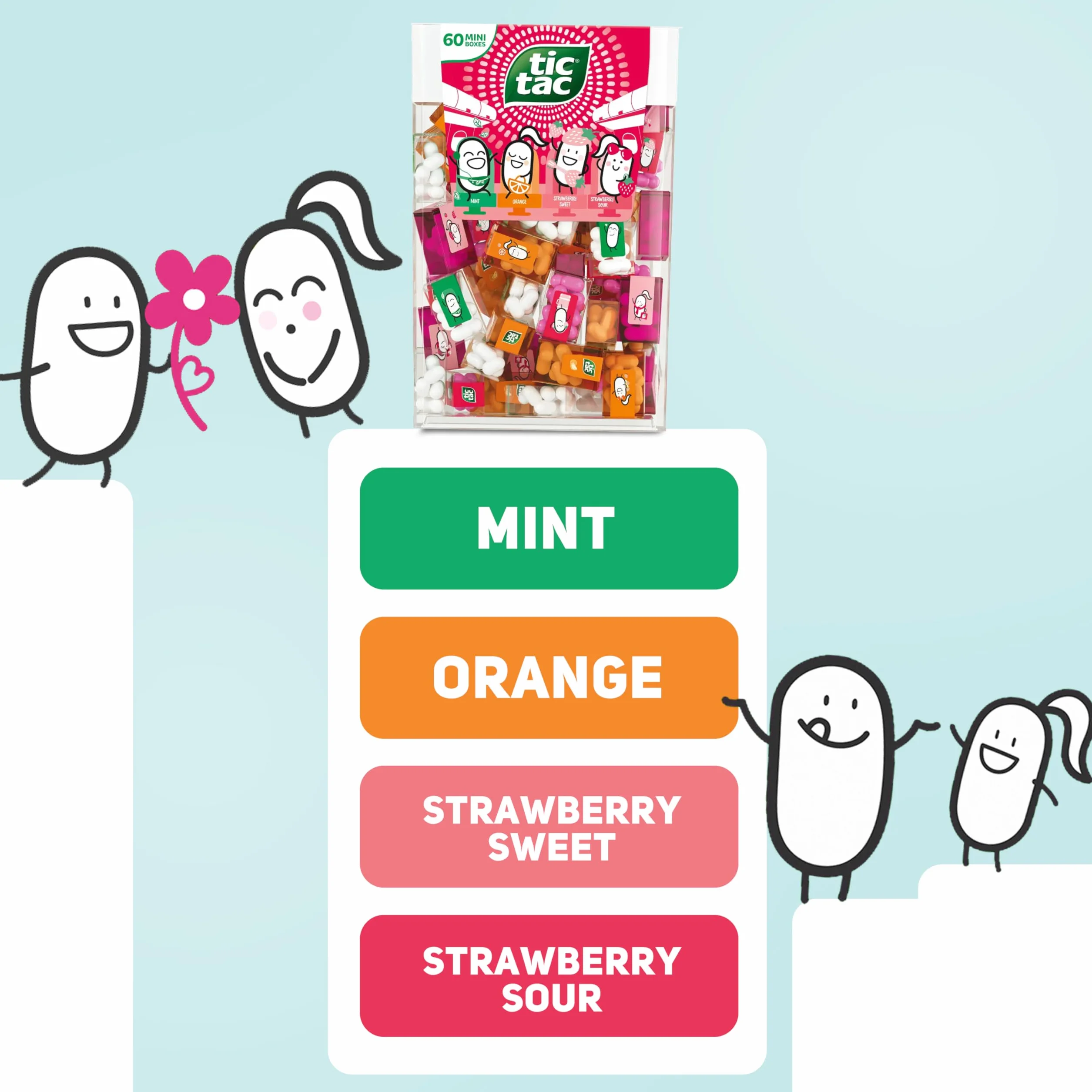 Tic Tac Strawberry Mix Lot de 2 - 60 Mini-Boîtes 120 Bonbons Anniversaire Cadeaux Fêtes
