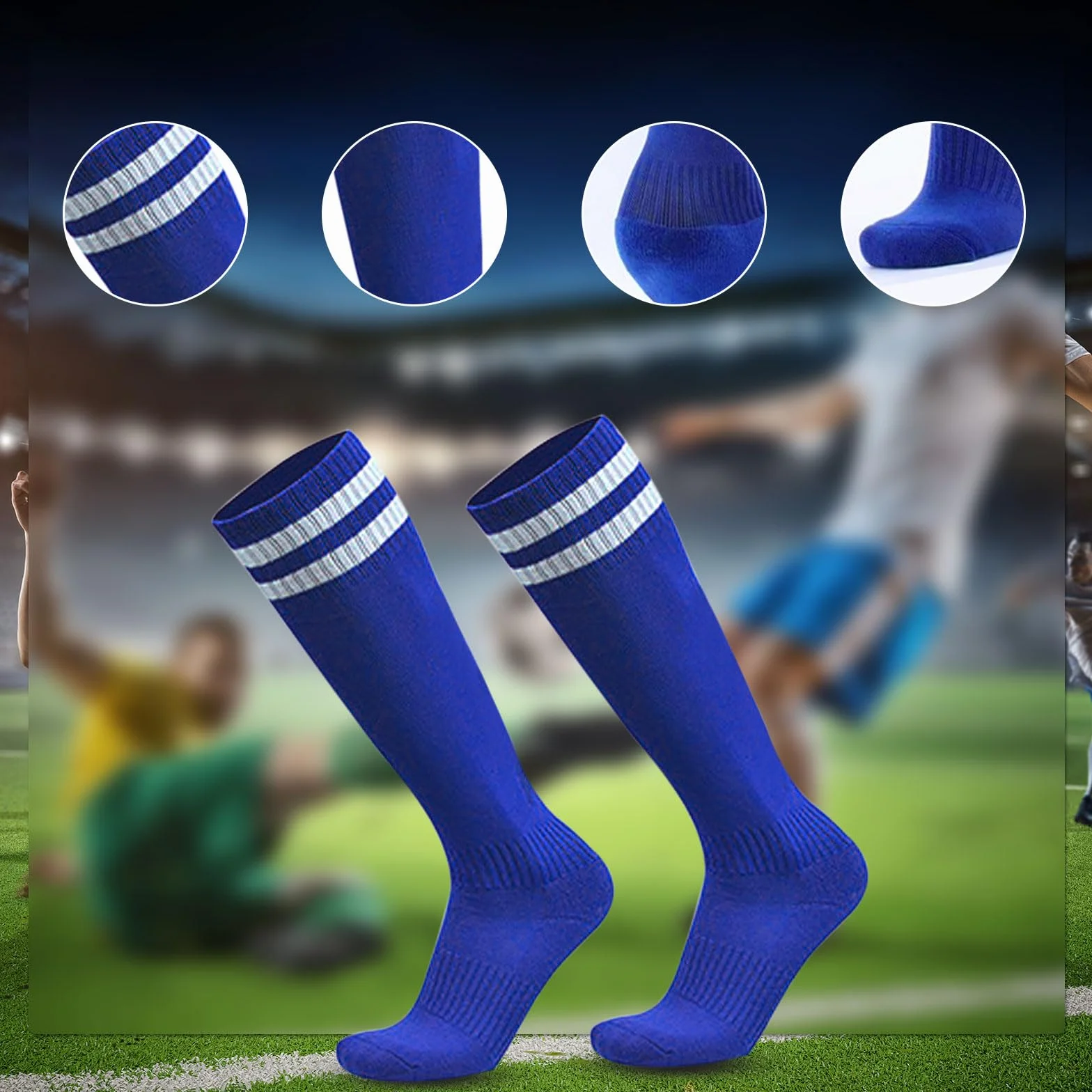 Chaussettes Hautes de Rugby Basket Enfant 2 Paires pour Garçon Fille 5-12 Ans