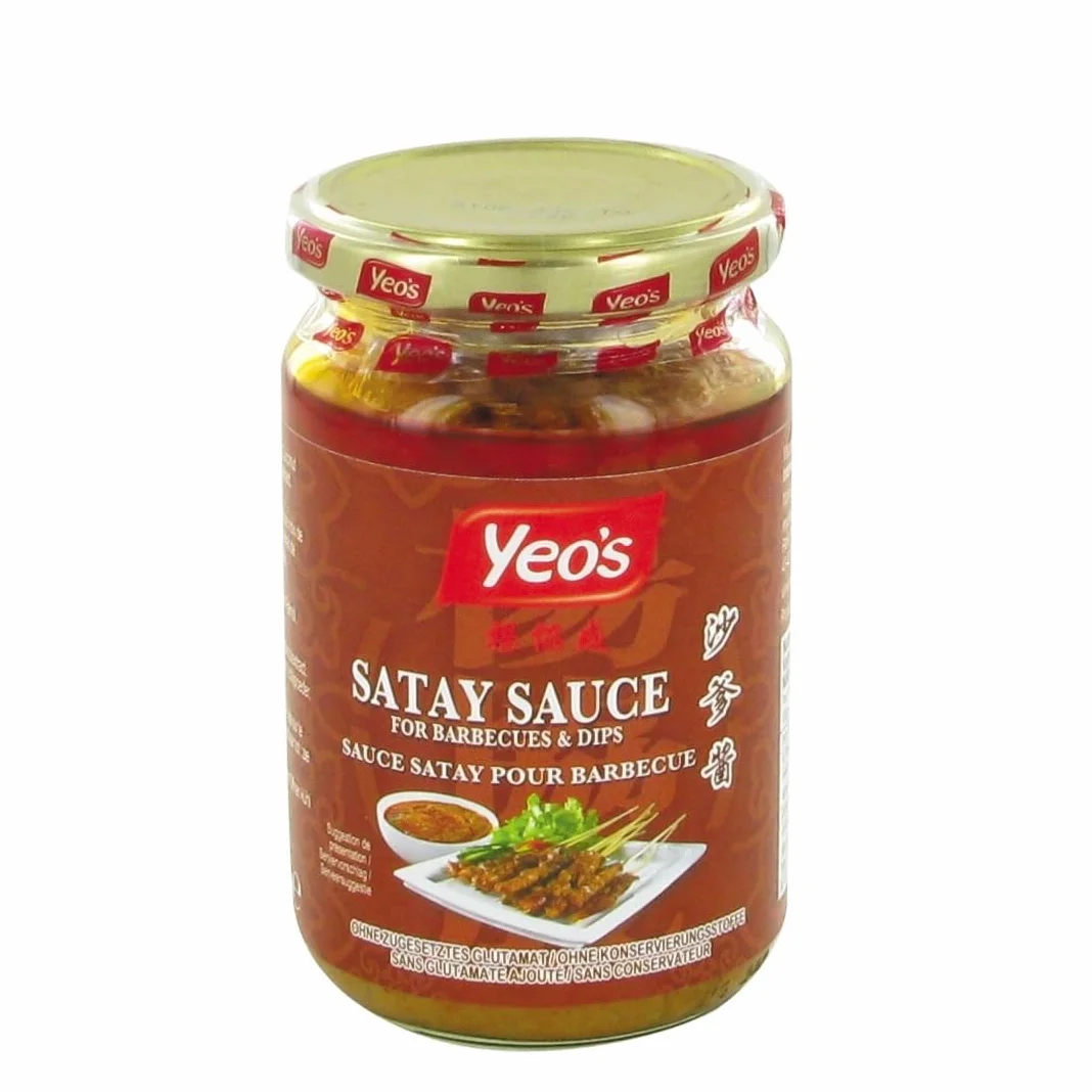 YEO'S Sauce SATAY/Saté pour barbecue et accompagnement 250ML - Sans conservateur (Lot de 2 pots)