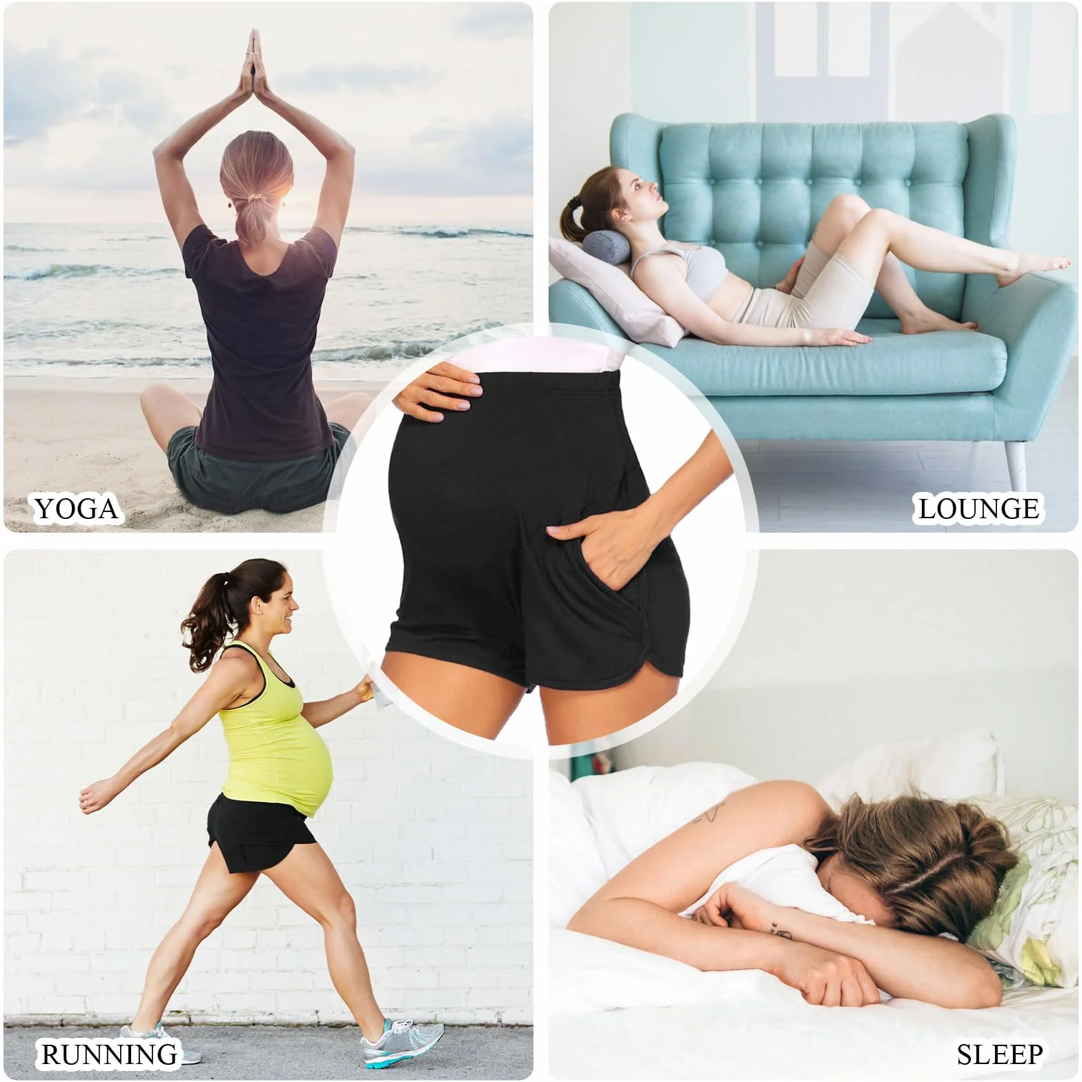Shorts de maternité pour Femmes avec Ventre de Grossesse Risipu