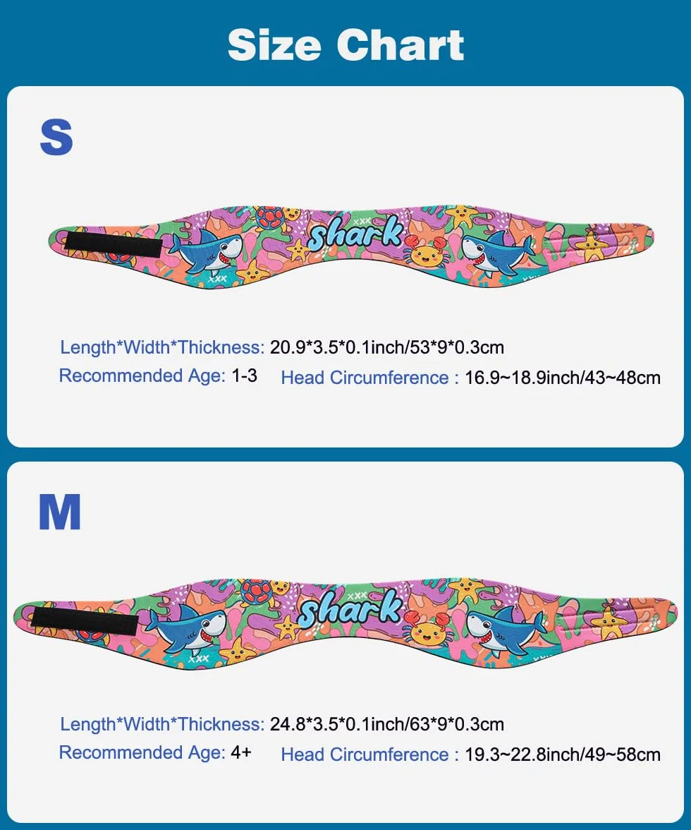 MoKo Protection Auditive Enfant Néoprène, Bandeau Sport Élastique Âge 3-9, Requin Graffiti