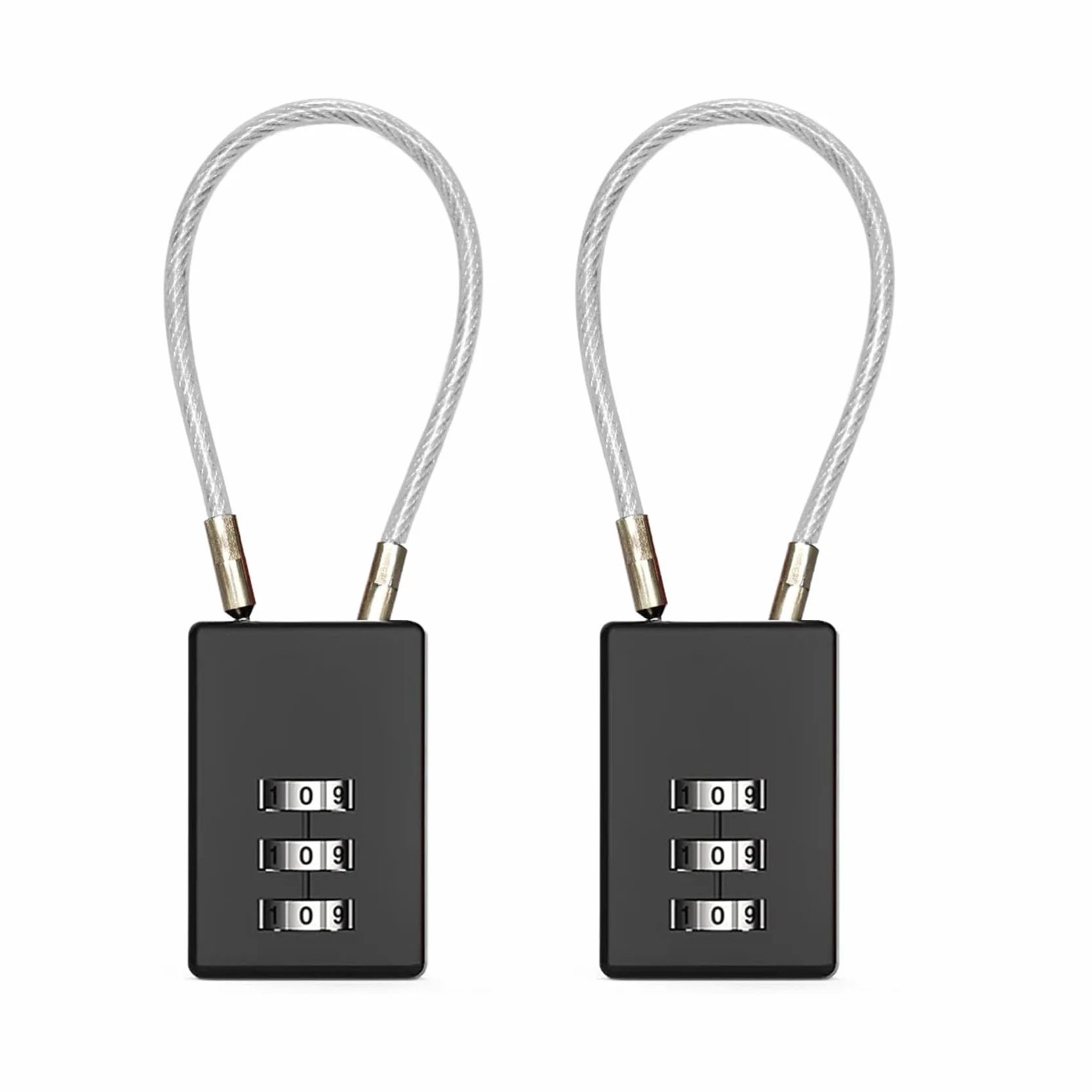 Lot de 2 Cadenas à Bagages à 3 Chiffres, Cadenas de Voyage à Combinaison Noir