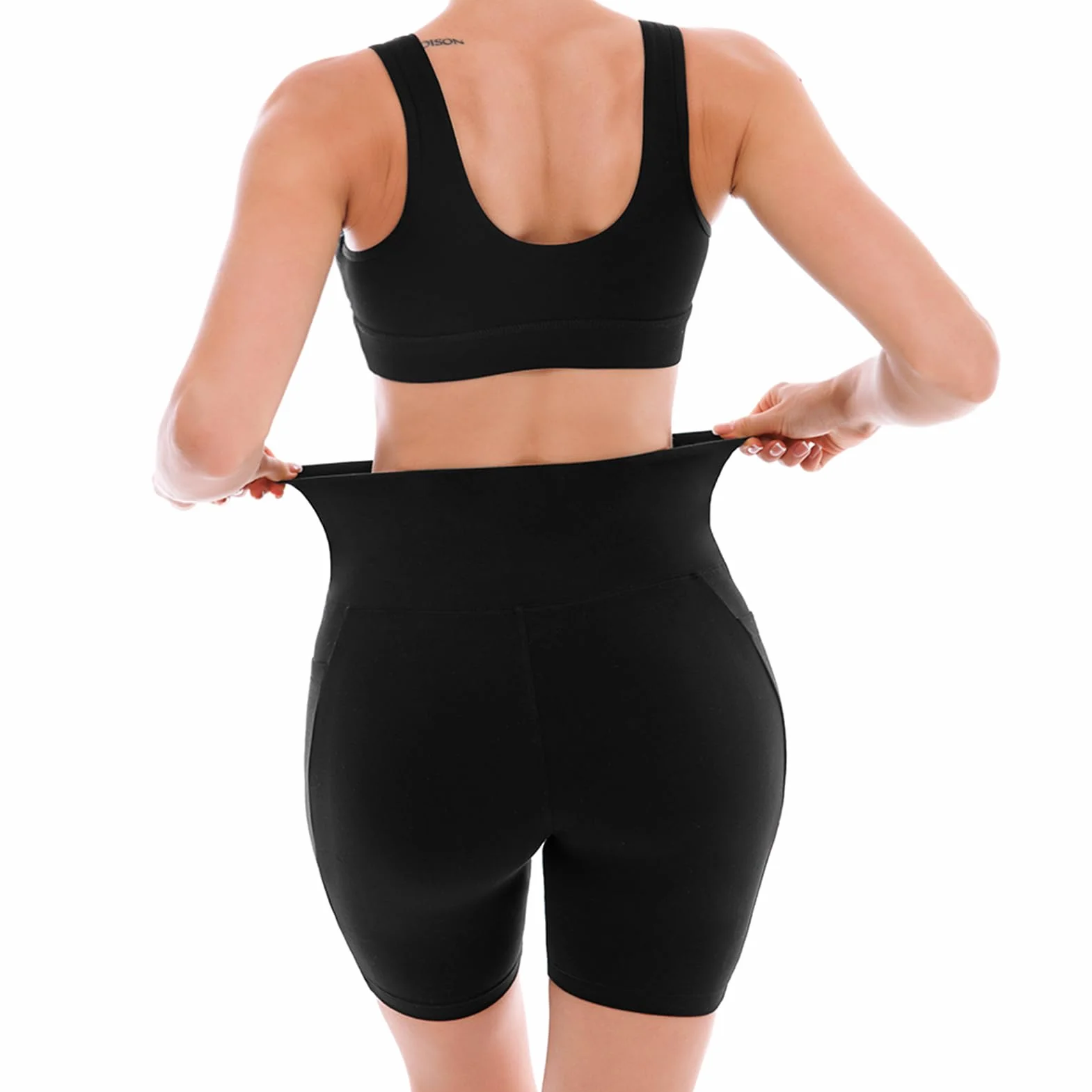 SINOPHANT Lot de 2 shorts cyclisme femme taille haute avec poches