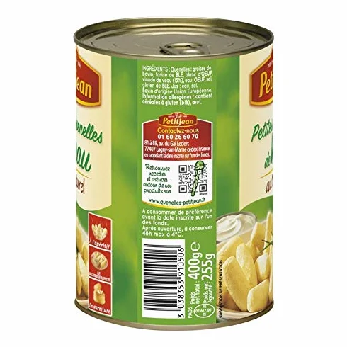 PETITJEAN - Petites Quenelles De Veau Au Naturel 400G - Lot De 3