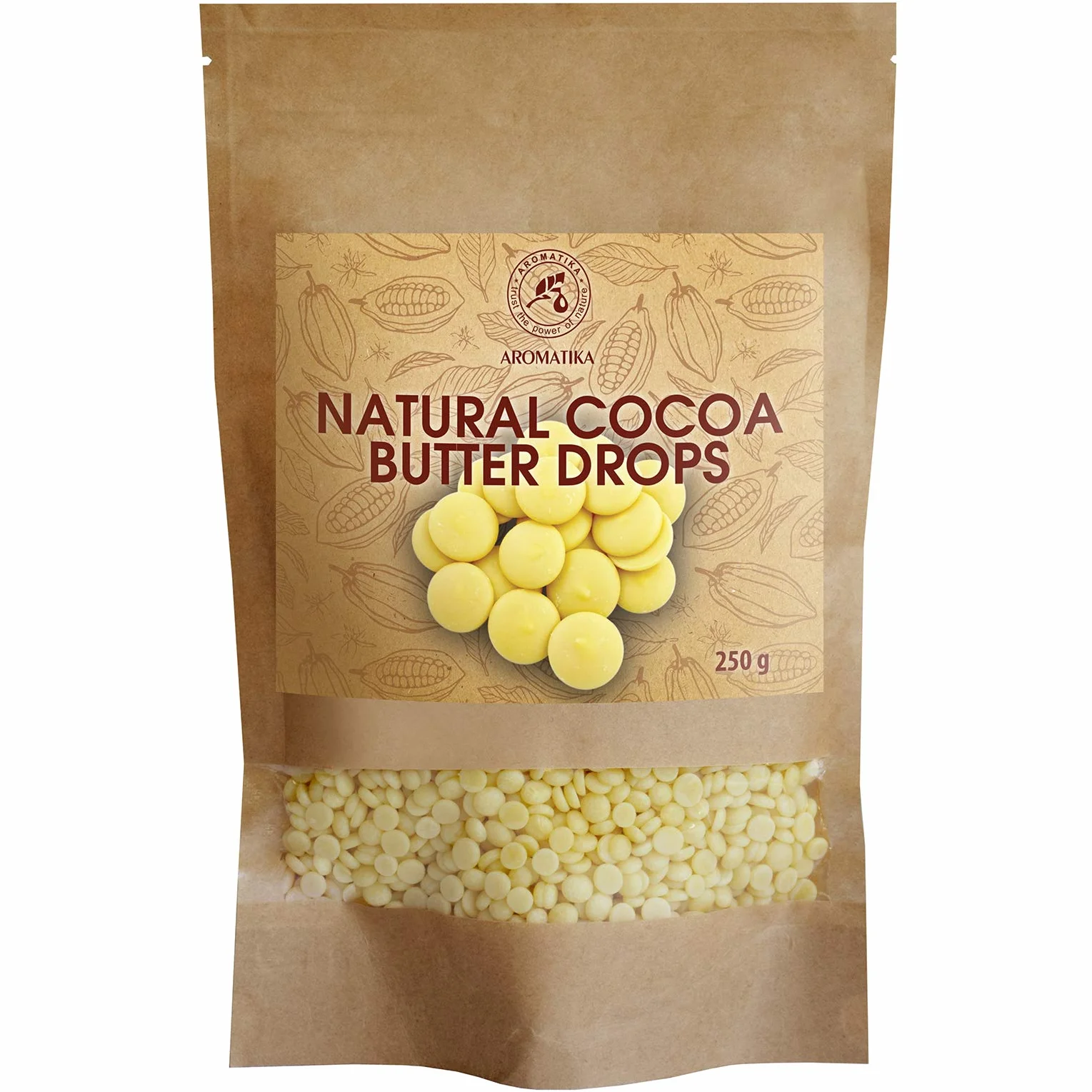 Pastilles de Beurre de Cacao 250g - Pur & Naturel - Beurre de Cacao Theobroma - Pépites de Beurre de Cacao - Gouttes Au Beurre ge Cacao - Noix ge Cacao Sans Gluten - Riche en Antioxydants