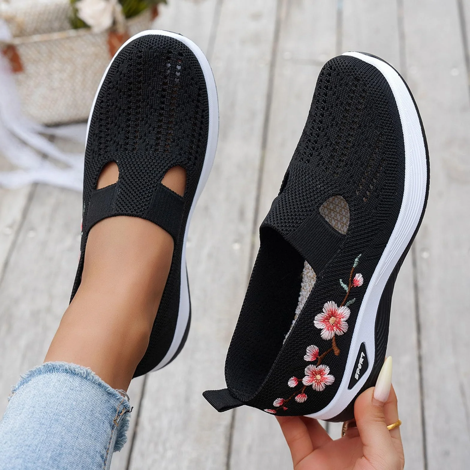 Chaussures Orthopédiques Femmes Ete Confortables Pieds Larges Basket Mains Libres Compensées Sneakers