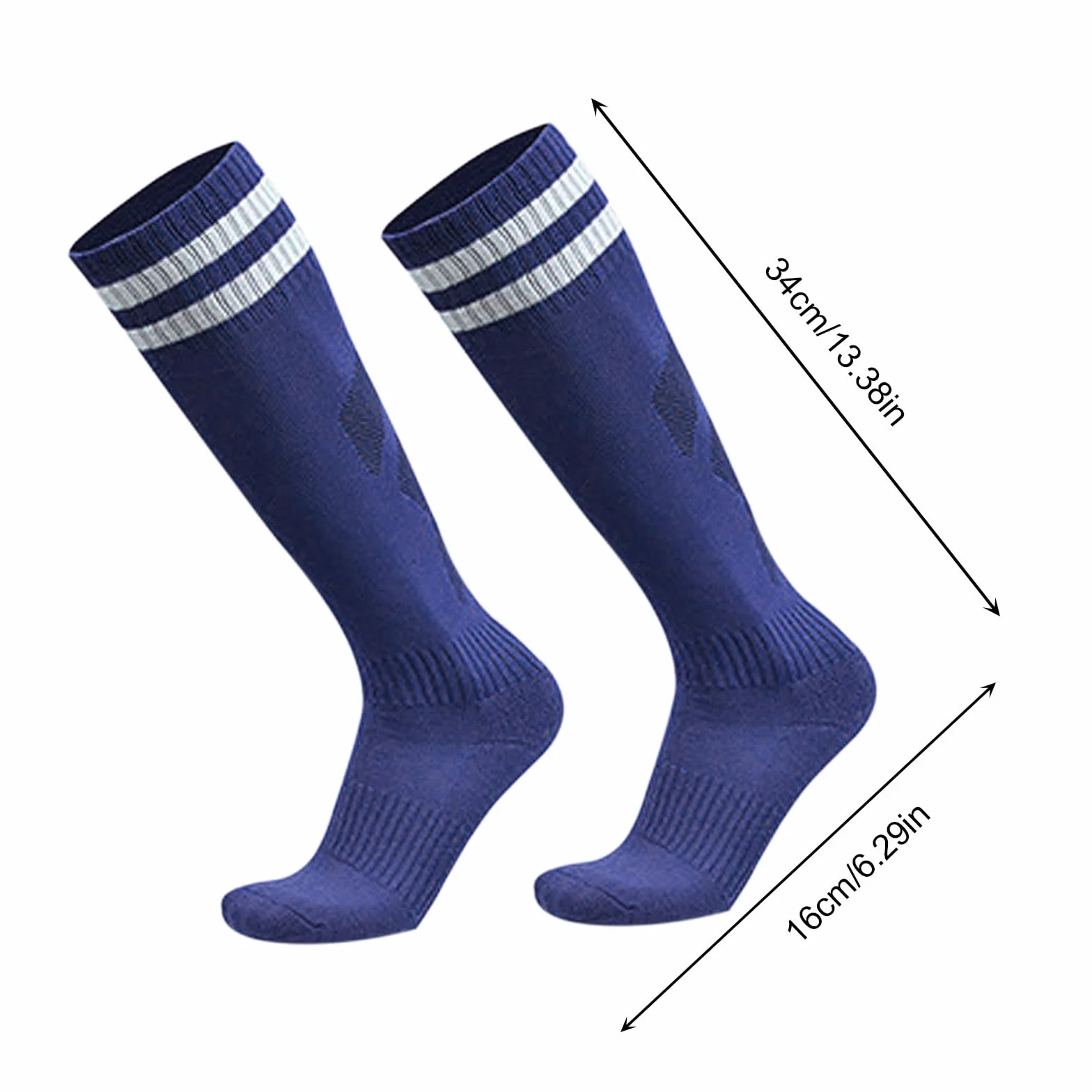 Chaussettes de Football Enfant 3 Paires Bleu Marine Garçons Filles Rugby Basket Hautes Sports 5-12 Ans