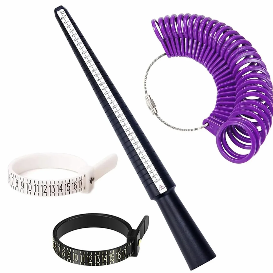 Ensemble de Mesure de Taille de Doigt Professionnel 4 Pièces Guide des Tailles Bague EU US UK