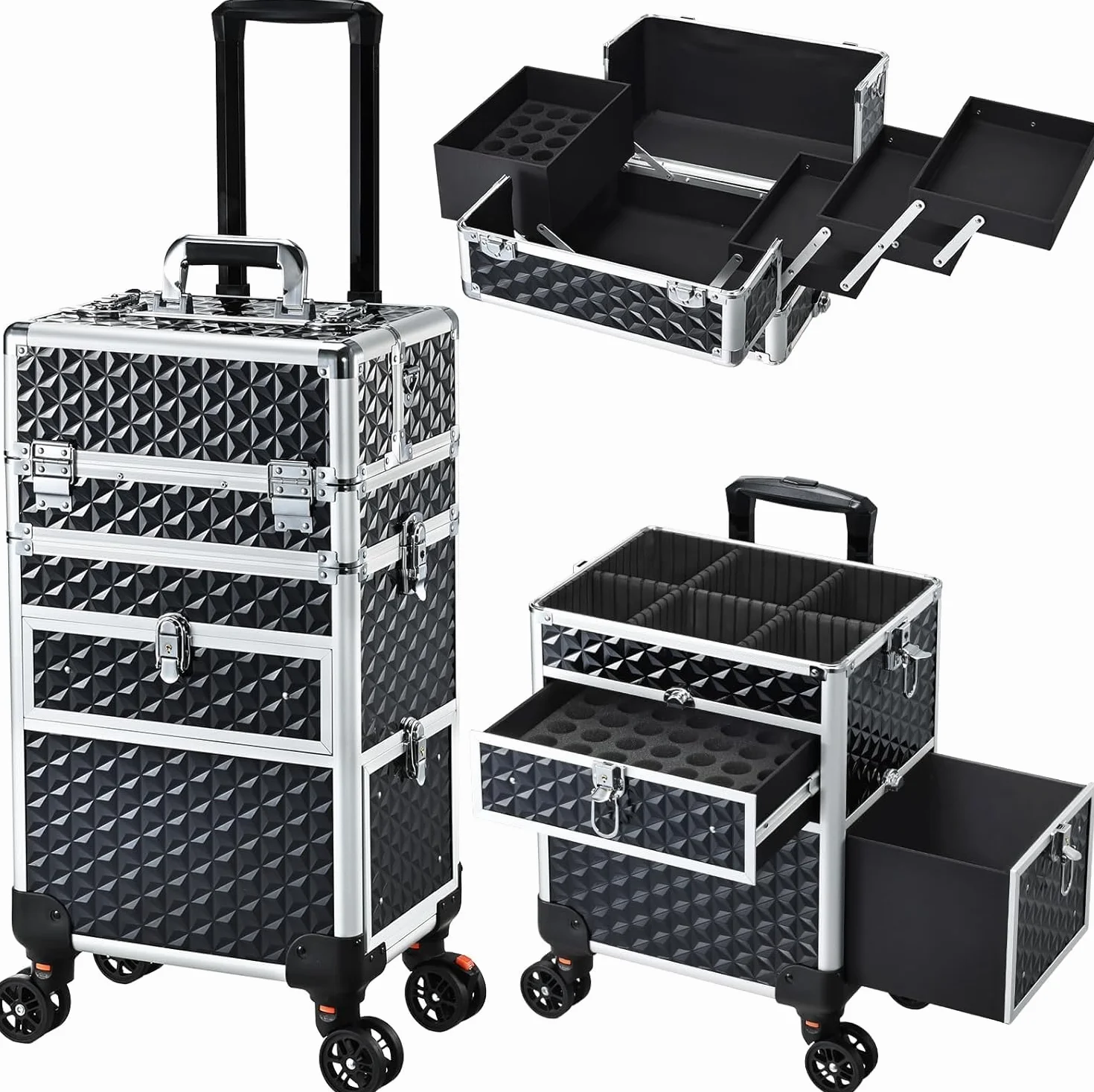 Valise Maquillage Professionnelle Trolley Beauty Case Noir foncé