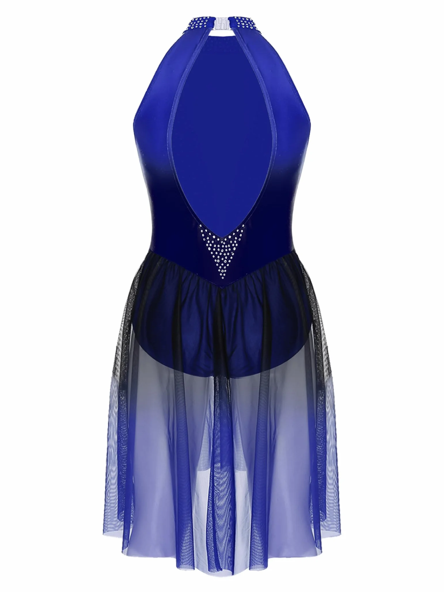 Justaucorps Gymnastique Strass Femme Patinage Artistique Robe Danse Ballet Bleu S