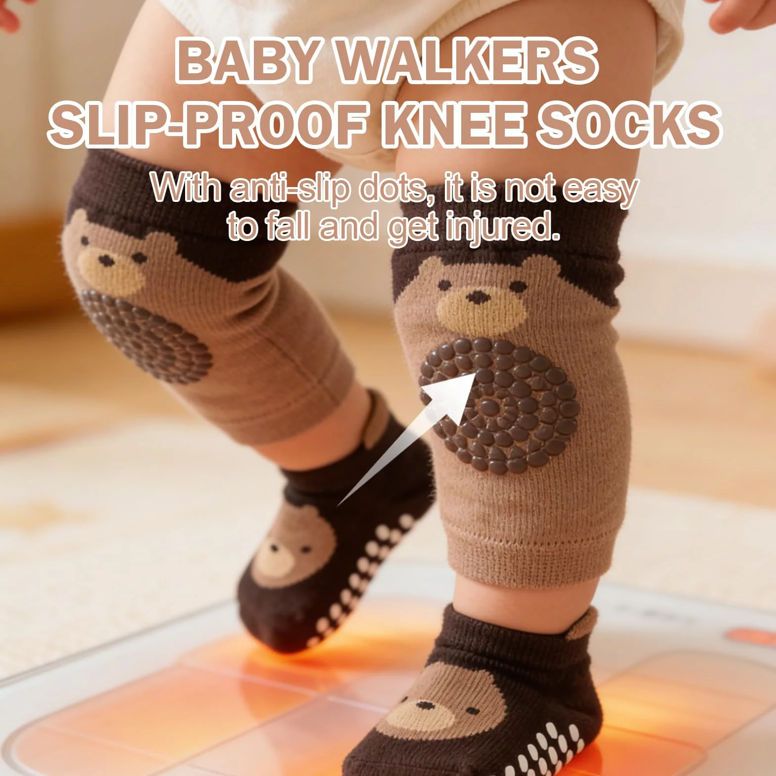 Genouillères Bébé Chaussettes Antidérapantes Motif Animaux 5 Paires