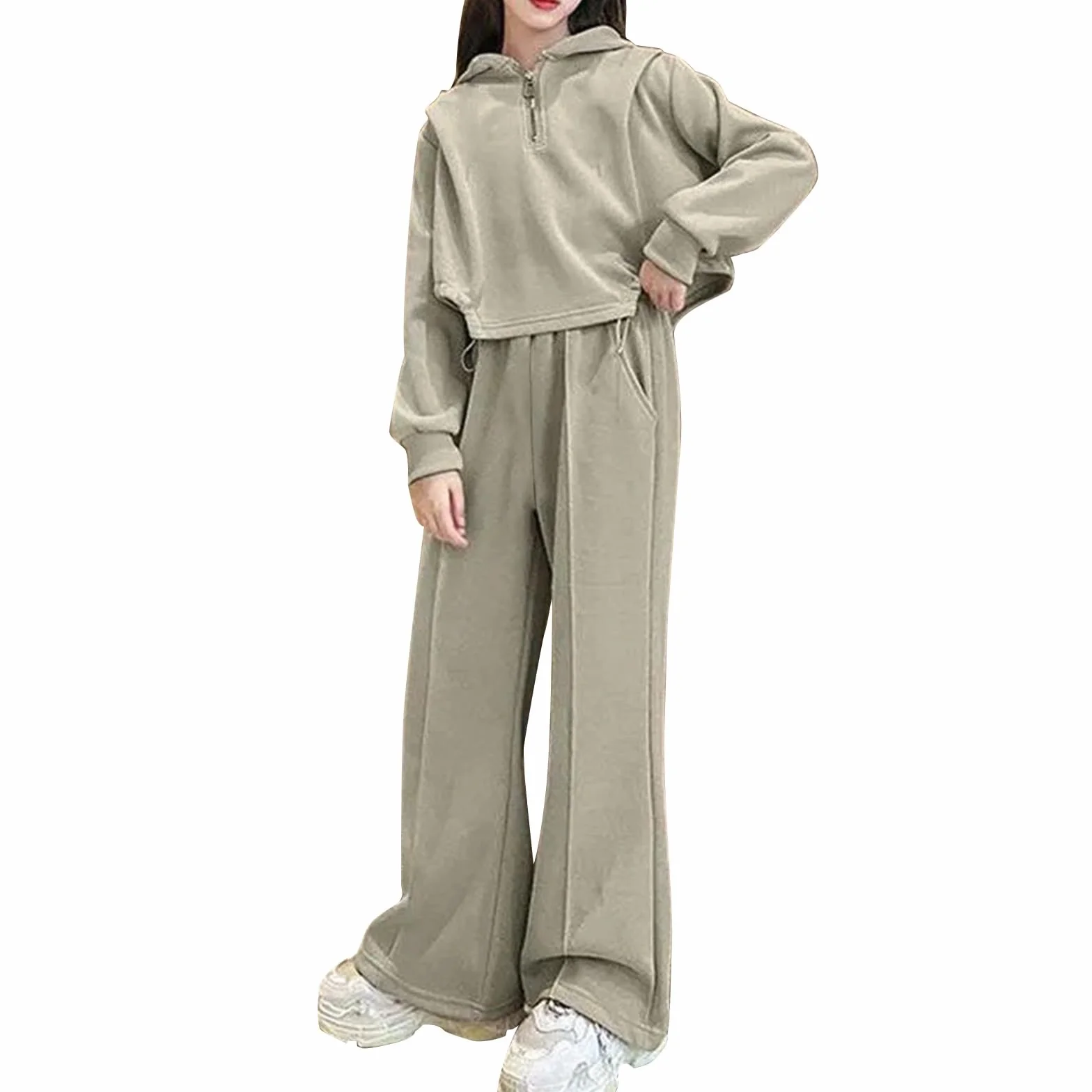 Ensemble de survêtement 2 pièces pour filles - Sweat à capuche et pantalon - Tenue scolaire sport