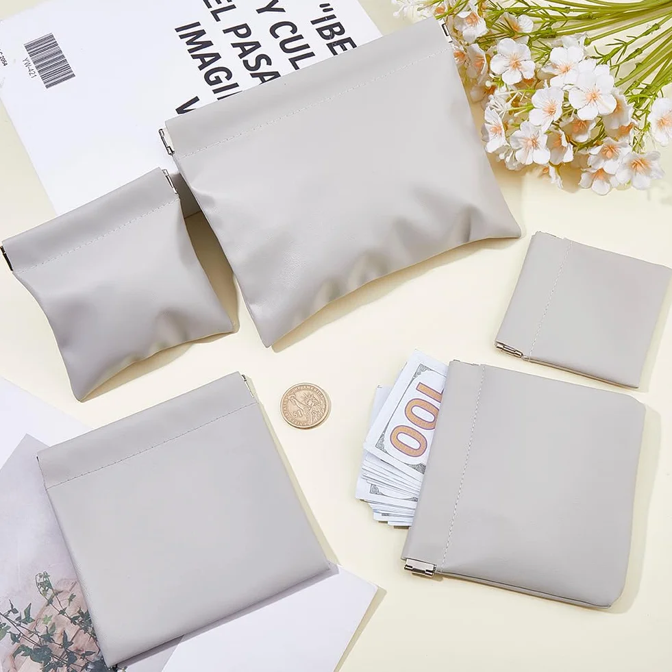 WADORN 5 Styles Mini Porte-Monnaie Imitation Cuir Gris Clair Sac Portable pour Voyage Camping