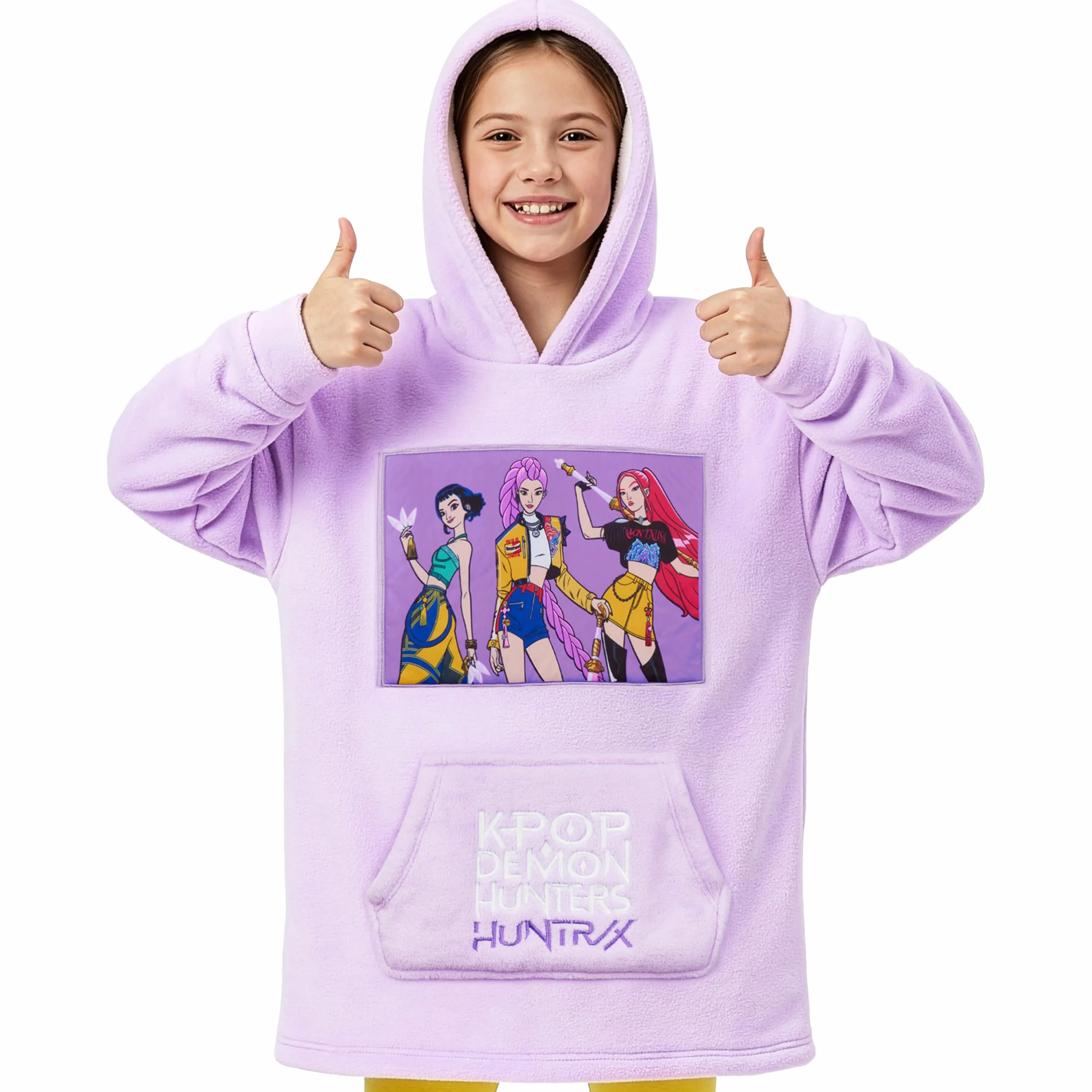 KPop Demon Hunters Huntrix Sweat à Capuche Oversize Fille Ado Poncho Polaire Chaud Sherpa Cadeau