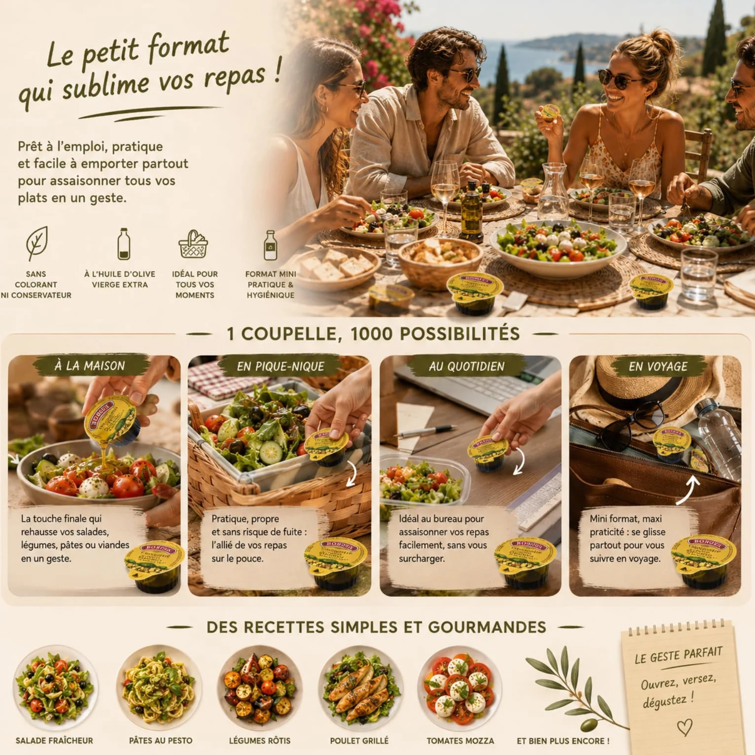 BORGES | 30 Coupelles de Vinaigrette au Vinaigre Balsamique | Portions Individuelles de 20 ml
