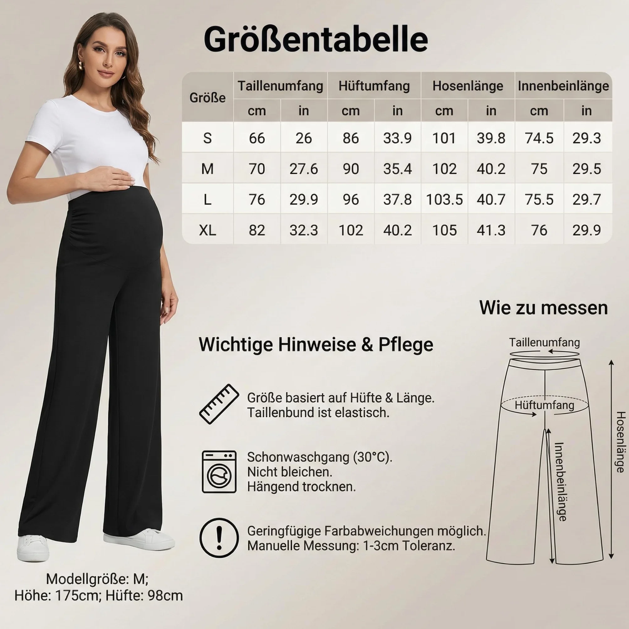 Pantalon de maternité à Jambes Larges pour Femme, Palazzo Doux avec Poches