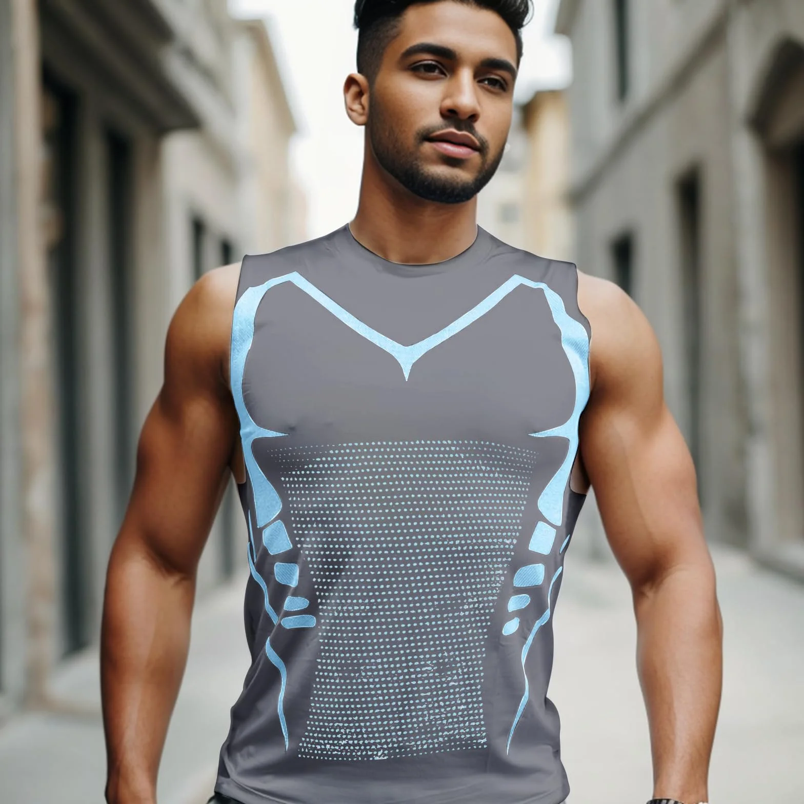 Ronronner Lot de 2 gilets sculptants ioniques pour homme, tissu respirant en soie glacée, vêtements de sport