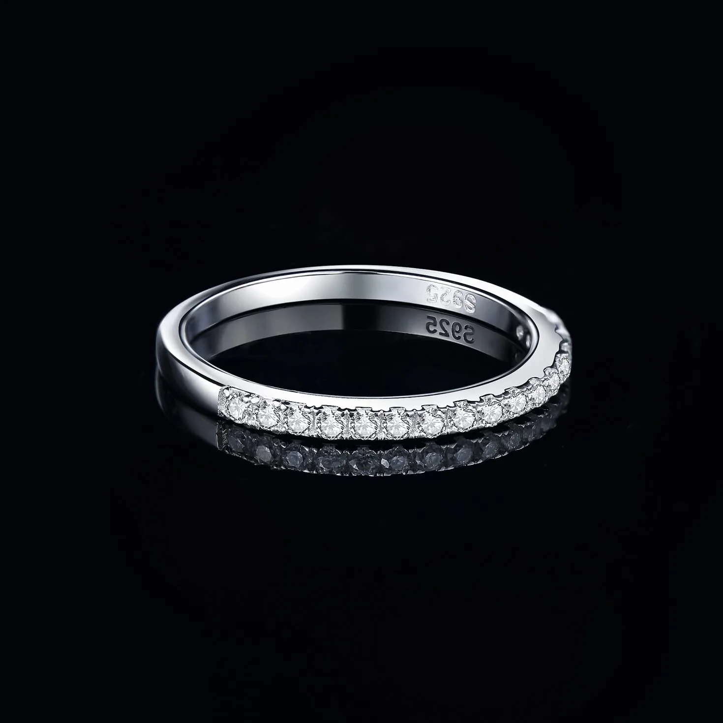 JewelryPalace Bague Demi Eternel Empilable 0.6ct Argent 925 Plaqué Or Jaune Or Rose Zircone Cubique Rond