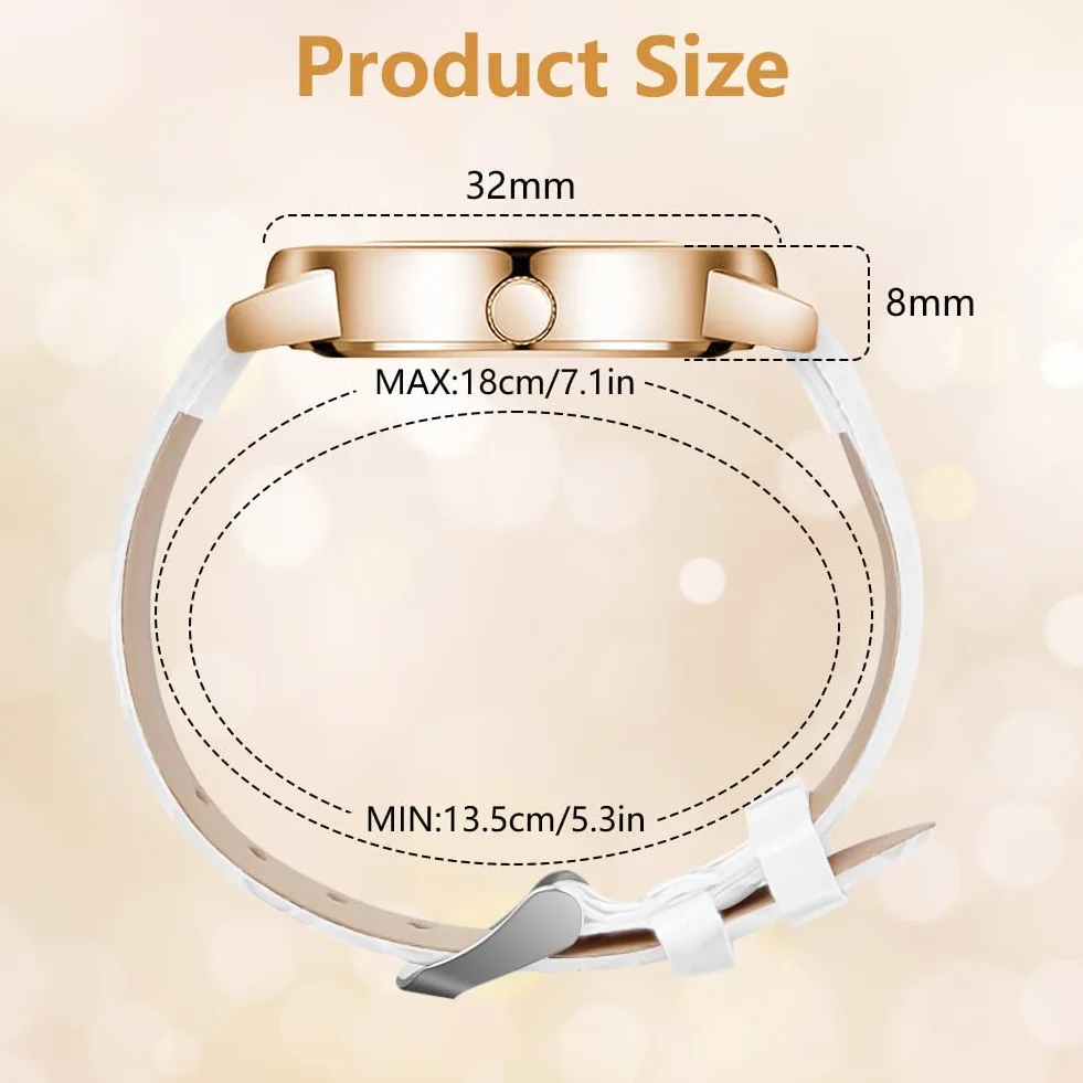 OFFCUP Montre Femme Bracelet Cuir Analogique Quartz Diamant 3 Aiguilles Poignet