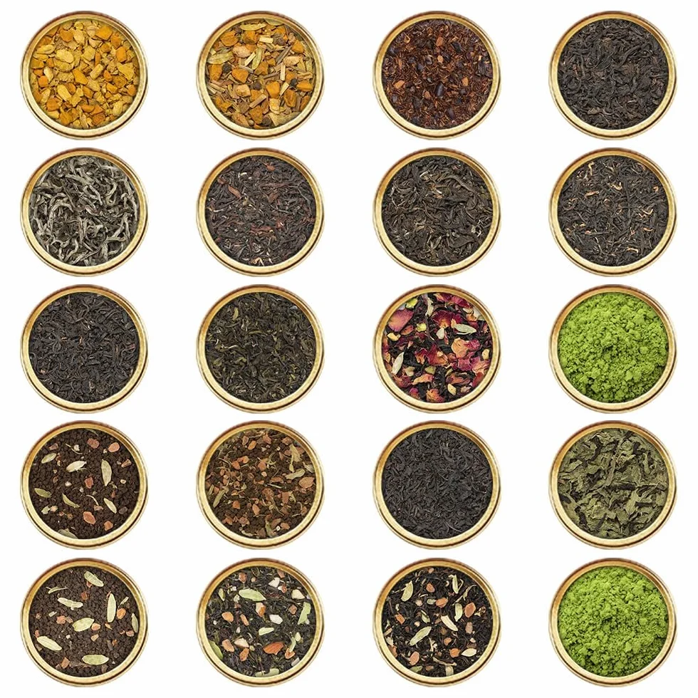 VAHDAM, Coffret Cadeau Assorti De Thés (20 Thés) | Sans Gluten, Sans OGM, Coffret Cadeau De Thé – Noir, Vert, Oolong, Blanc, Thé Chai Et Tisane | Cadeau pour Femme et Homme