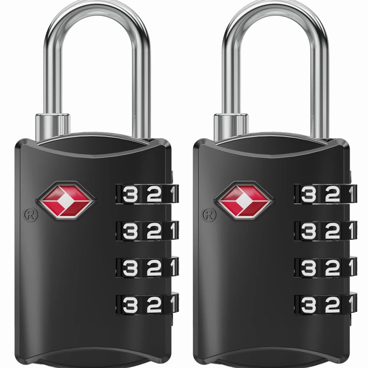 Cadenas TSA à code 4 chiffres lot de 2 noir pour valise voyage compatible USA