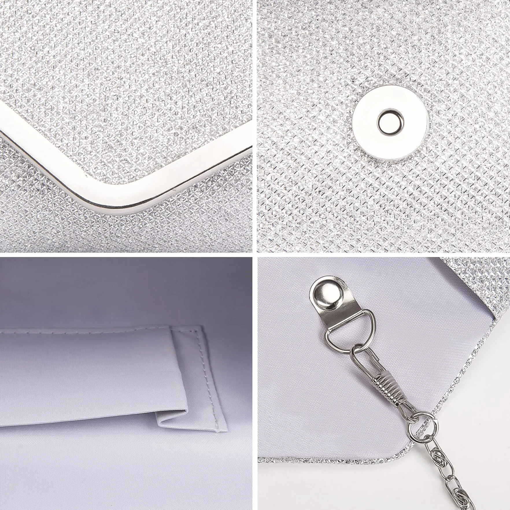 Larcenciel Sac à Main Bandoulière Paillettes Argenté Femme Soirée Mariage