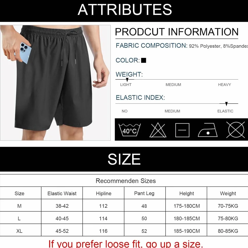 Aomig Short Sport Homme Compression Séchage Rapide Poches Zippées Noir
