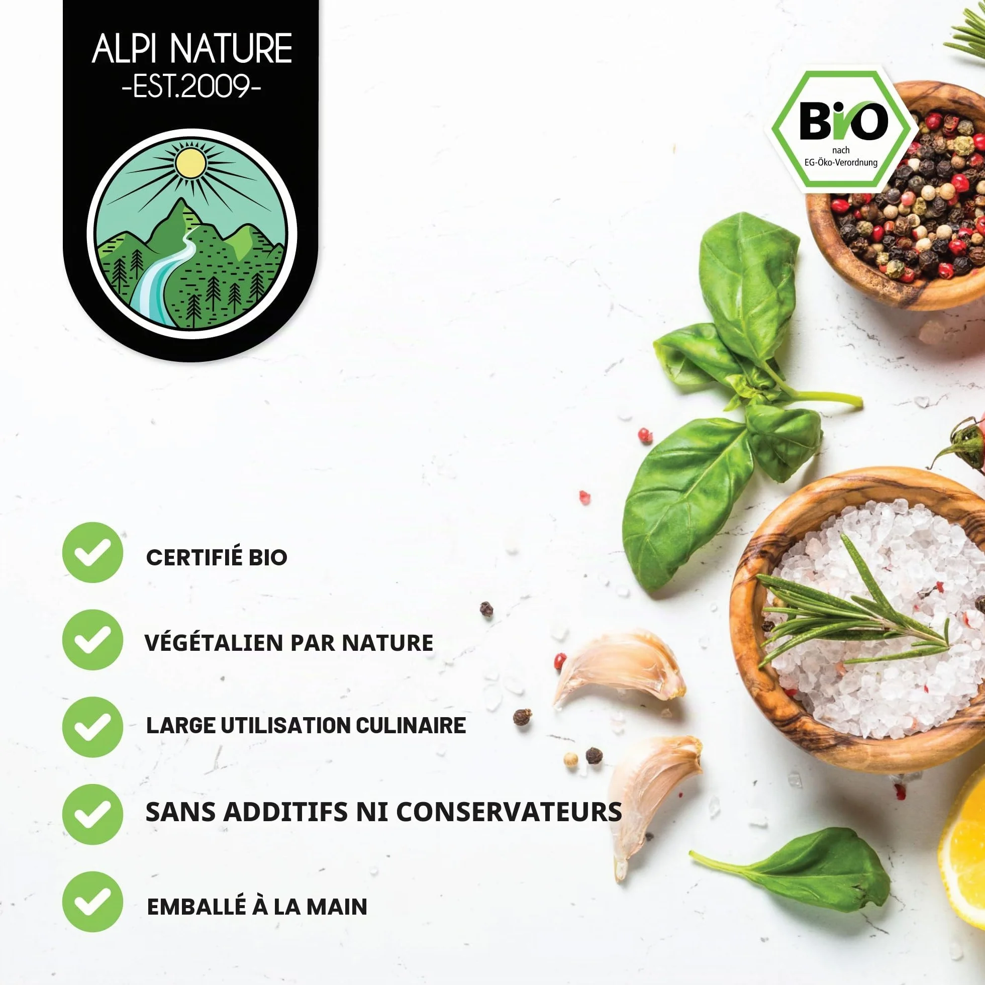 Alpi Nature Ail en Poudre BIO 1kg, Ail Déshydraté Moulu, Poudre d'Ail pour la Cuisine