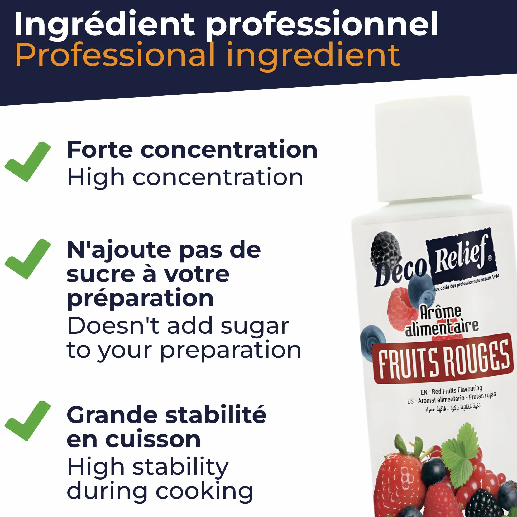 Déco Relief - Arôme Liquide Goût Fruits Rouges 120 ml - Arôme Alimentaire Pâtisserie & Yaourtière - Pour Gâteaux, Pâtisseries, Yaourts - Arôme Concentré - ARO108