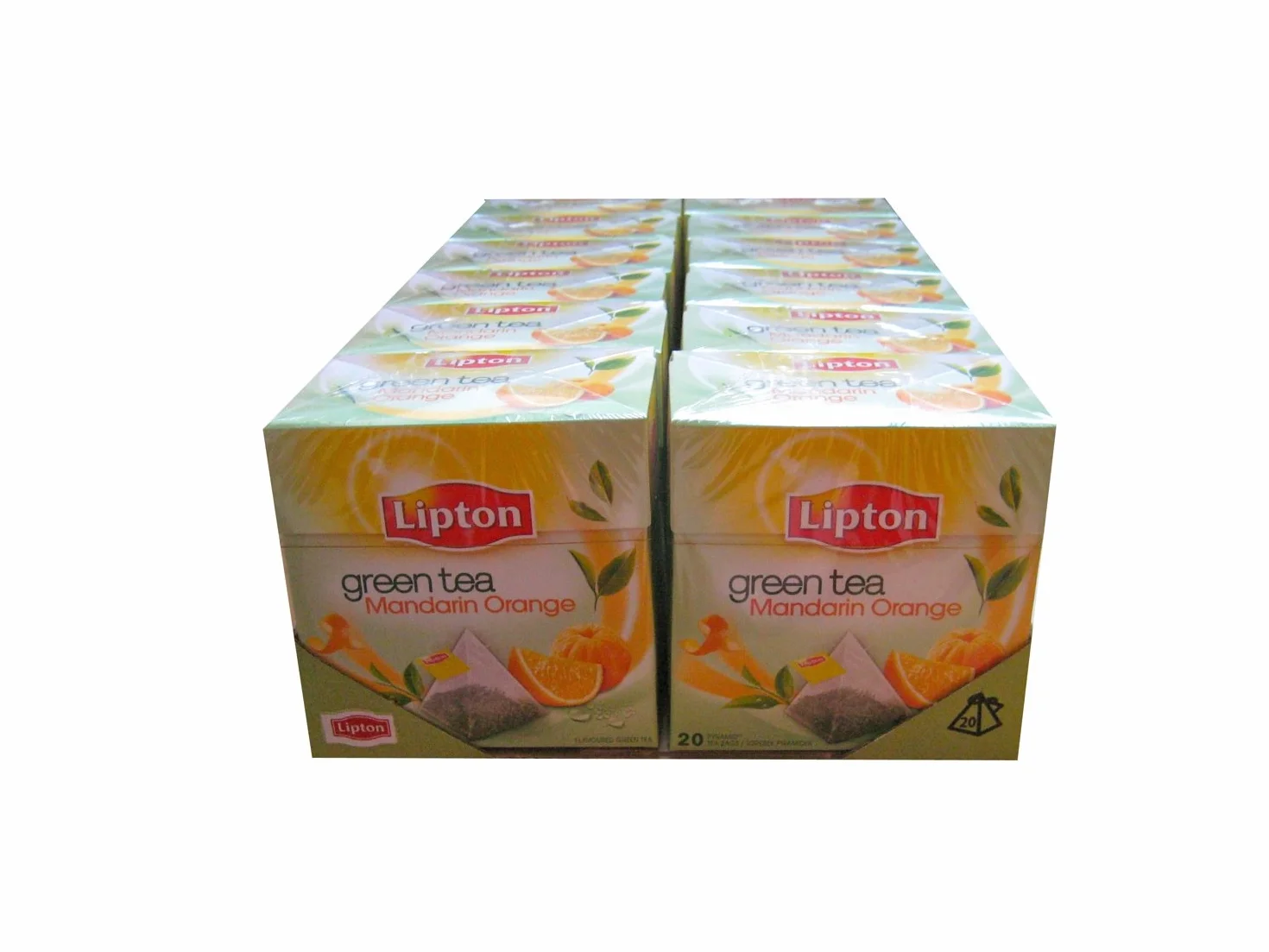 Lipton Pyramids Green Tea Mandarin & Orange, 20 Tea bags - 12 units