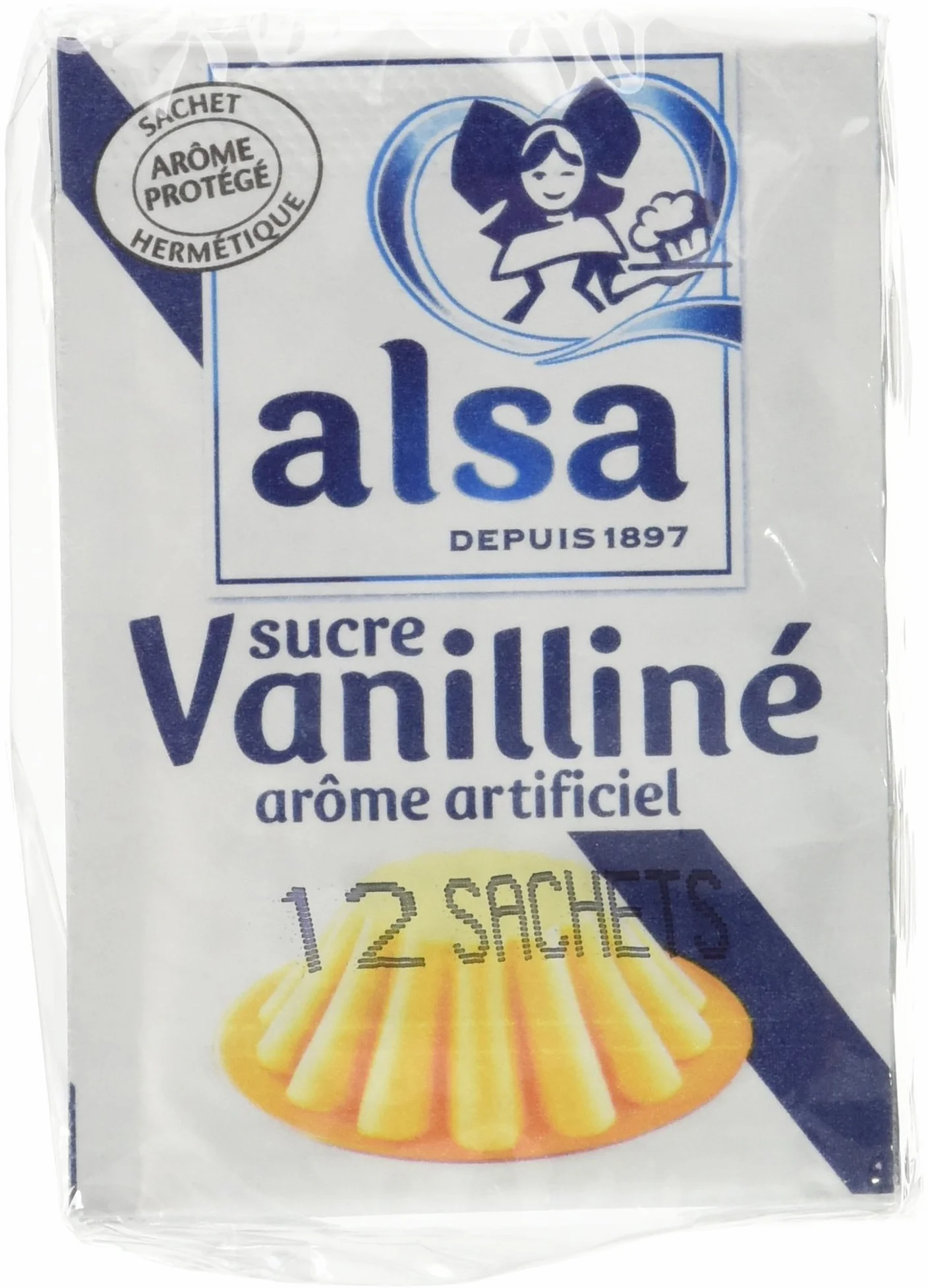 Alsa Sucre Vanilliné Arôme Artificiel Vanille 12 Sachets 90g - Lot de 4