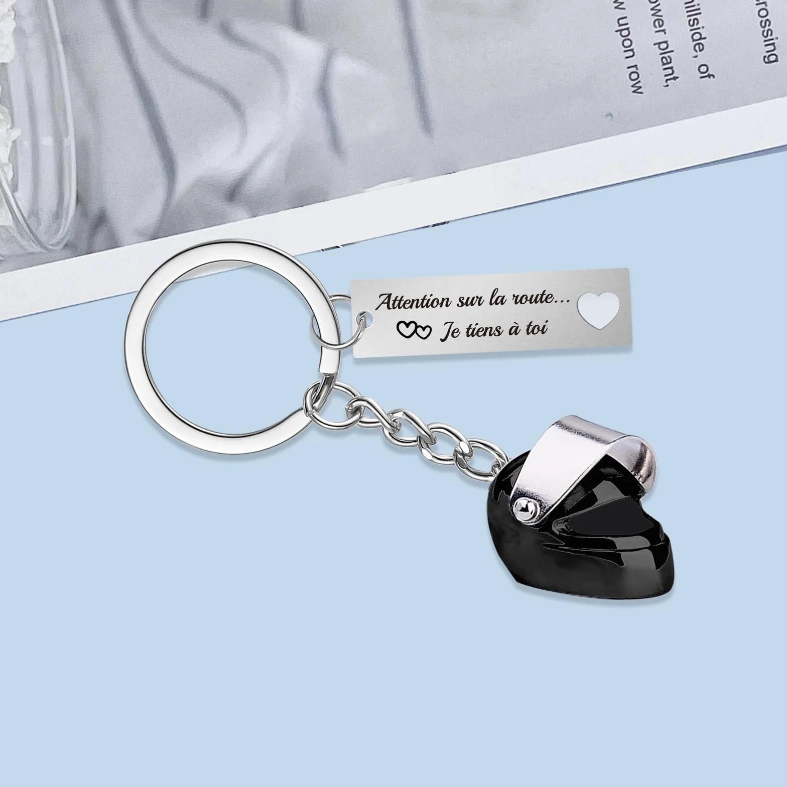 Porte-clés Voiture Moto Personnalisé Texte recto verso Cadeau Couple Saint-Valentin