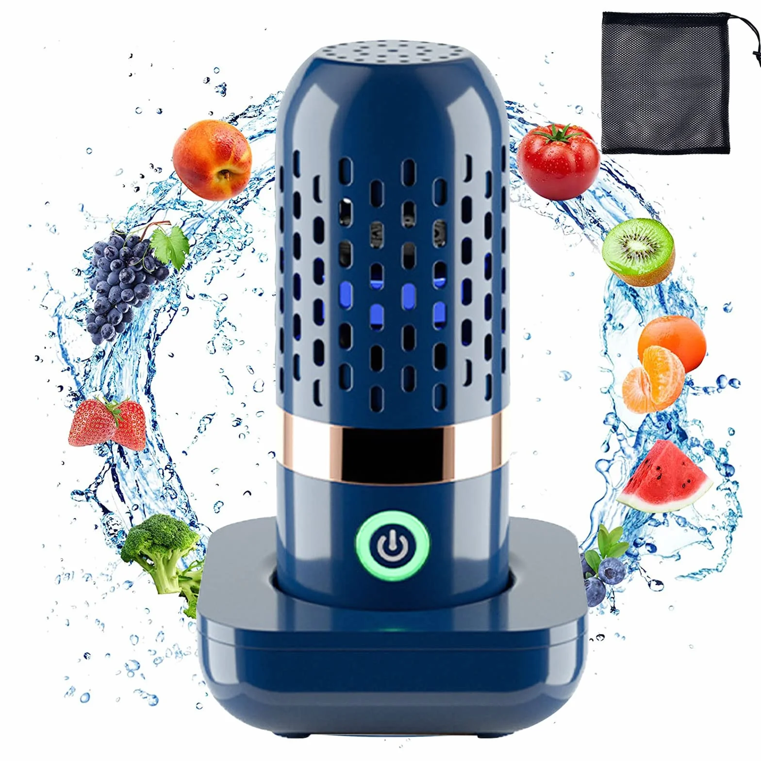 mumisuto Nettoyeur de Fruits et Légumes, Machine à Laver Les Fruits et Légumes, Appareil de Nettoyage sans Fil étanche avec Technologie de Purification des Ions Oh pour Fruits Légumes Viande