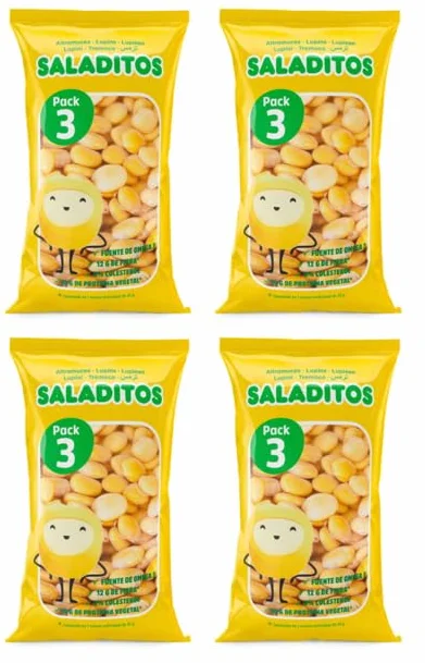 Saladitos - Haricots blancs de lupin bouillis et marinés en saumure - Haricots lupins emballés individuellement | 12 x 95 g