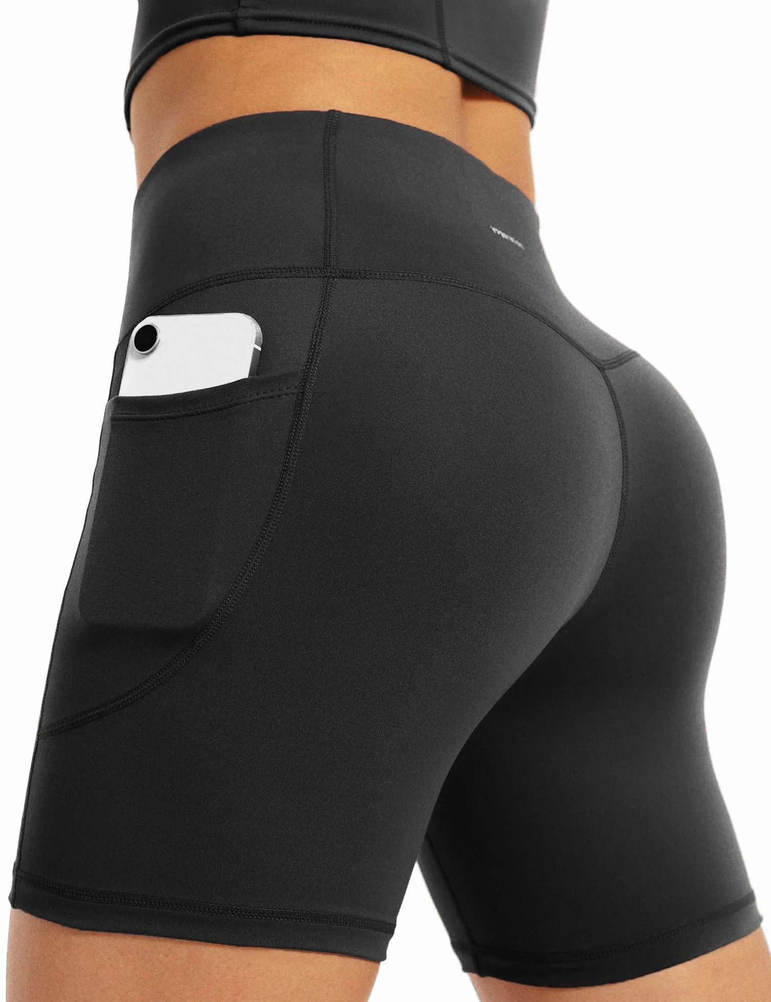 Yogaration Short de Sport Femme Taille Haute avec Poches, Legging Court Push up sans Couture Anti Frottement Opaque Pilates Fitness Gym