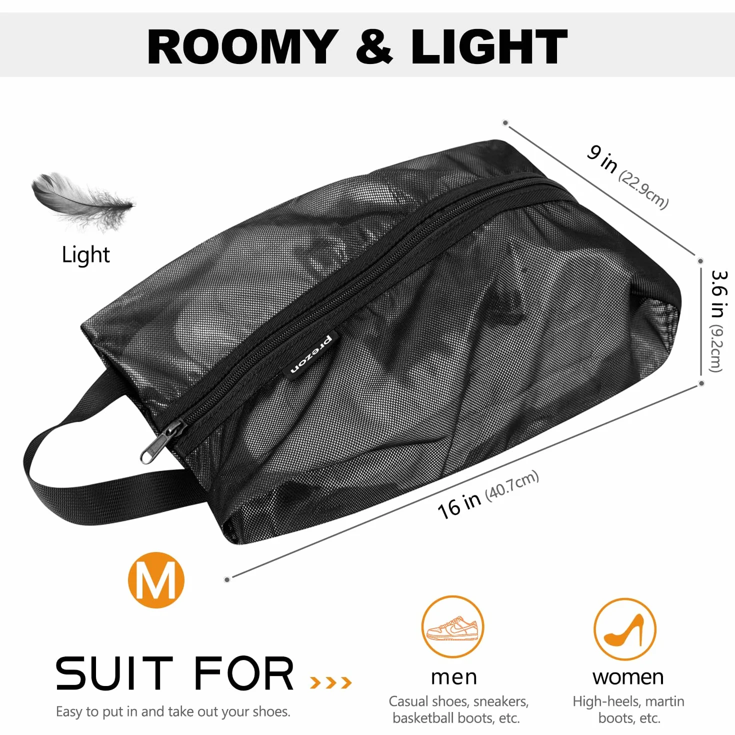 Sac à Chaussures de Voyage en Maille TPU imperméable, Fermeture éclair YKK Robuste, Anti-salissure, Organiseur de Chaussures