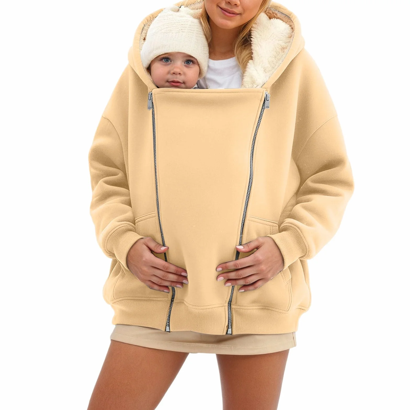 Hanraz Veste de maternité d'hiver 2 en 1 avec empiècement bébé - Manteau de grossesse grande taille