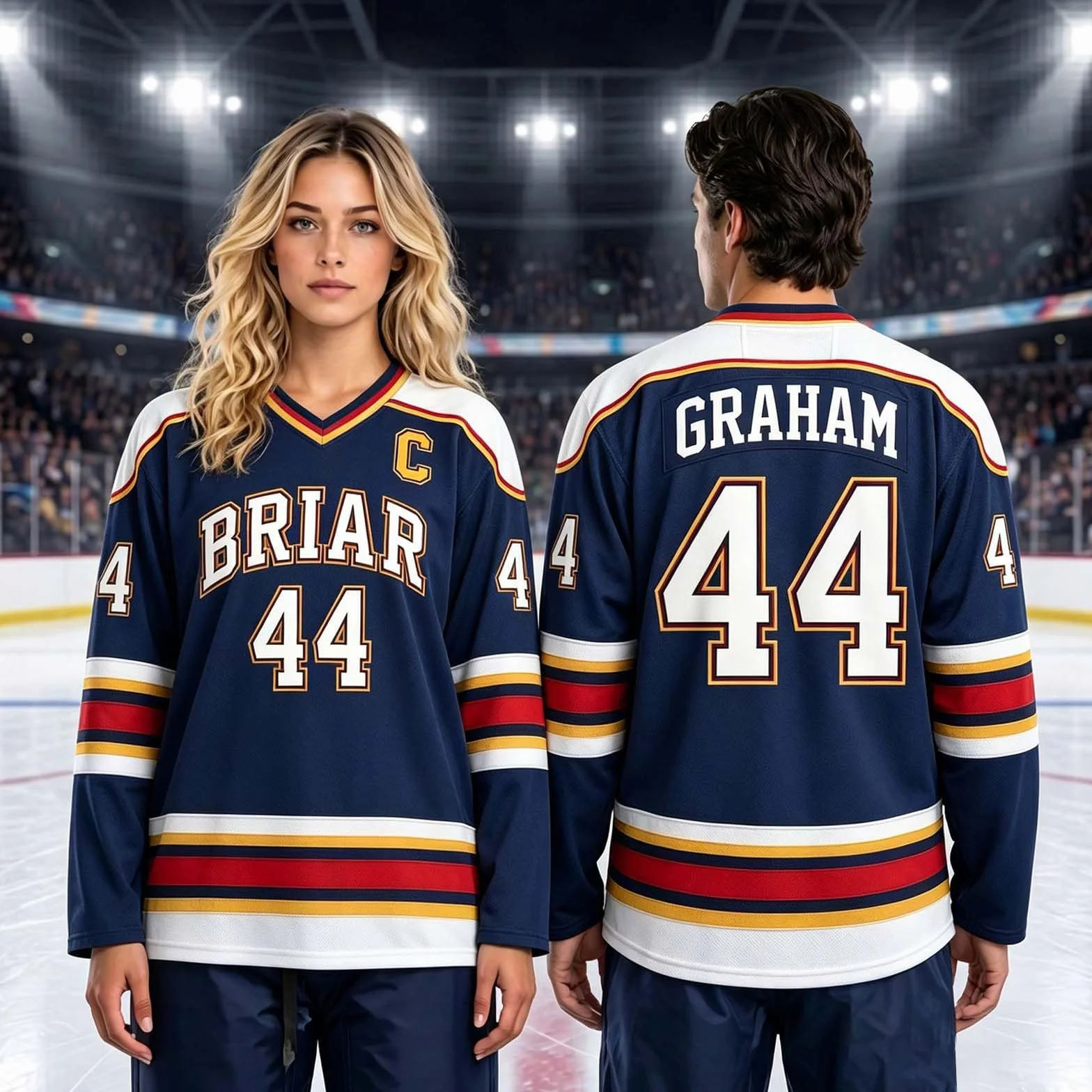 Maillot de Hockey Grahams 44 Sweatshirt Uniforme Hockey sur Glace Col V Manches Longues