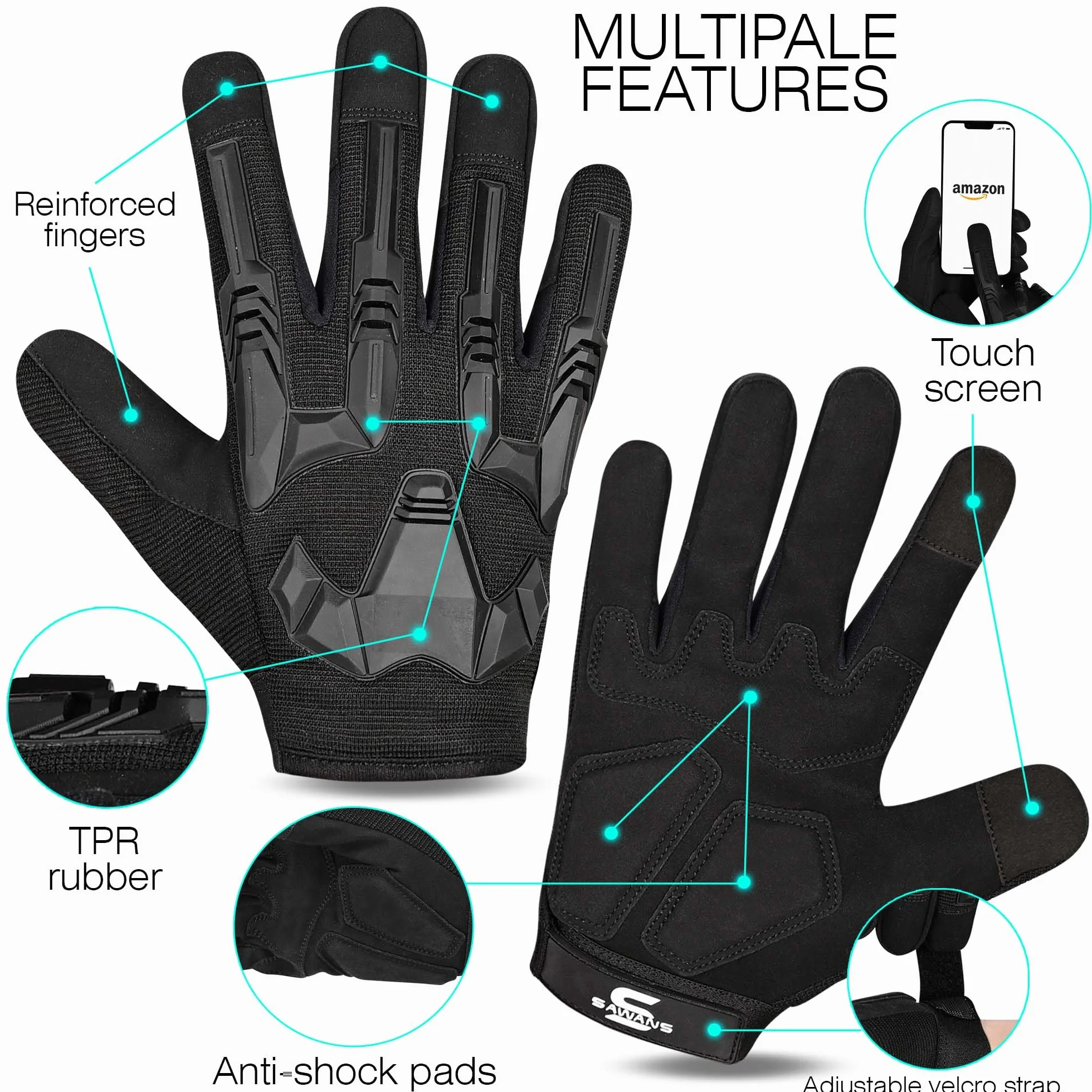 SAWANS Gants Moto écran Tactile Homme Plein air