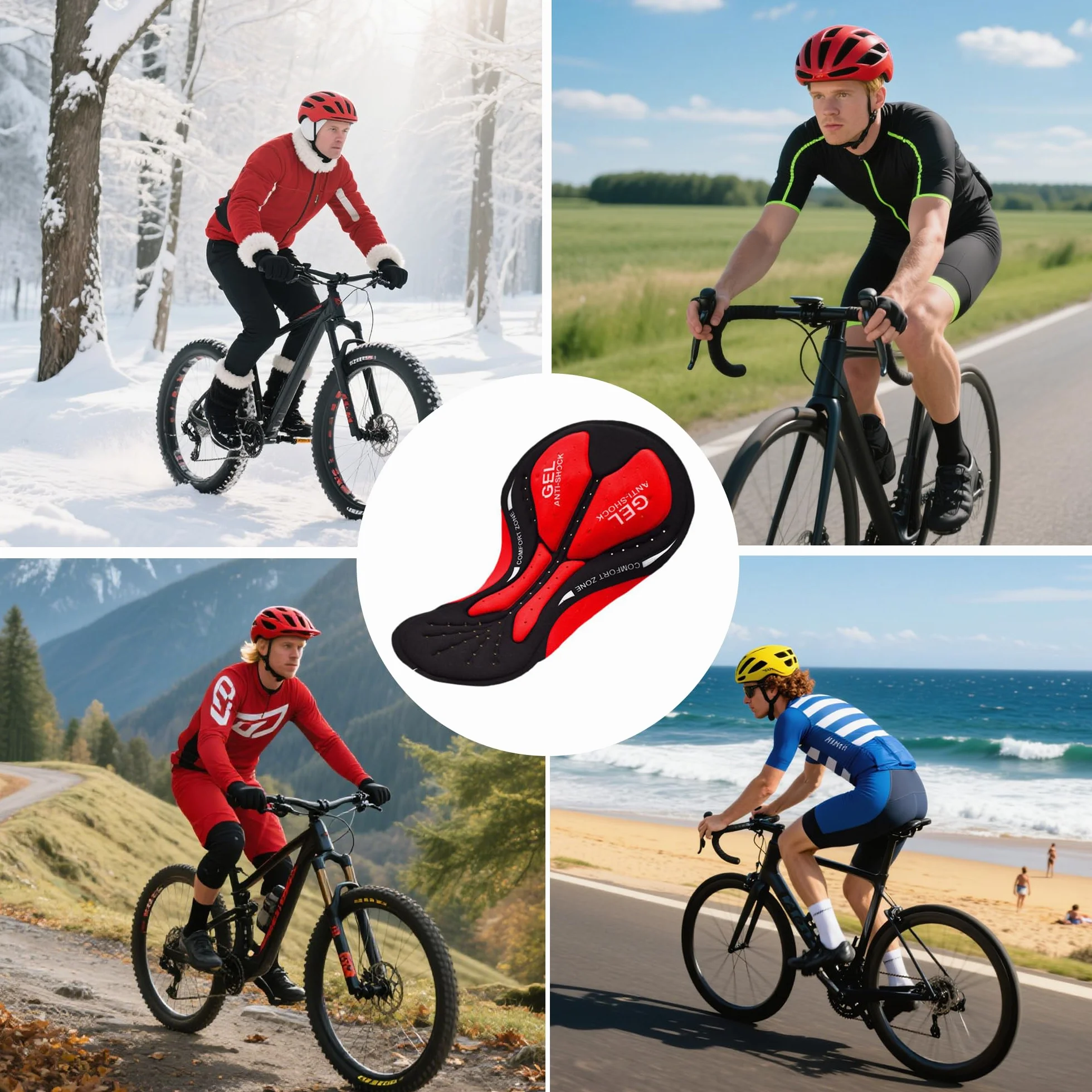 Cyclisme Shorts Gel Rembourré Antichoc Vélo sous-Vêtements Respirant