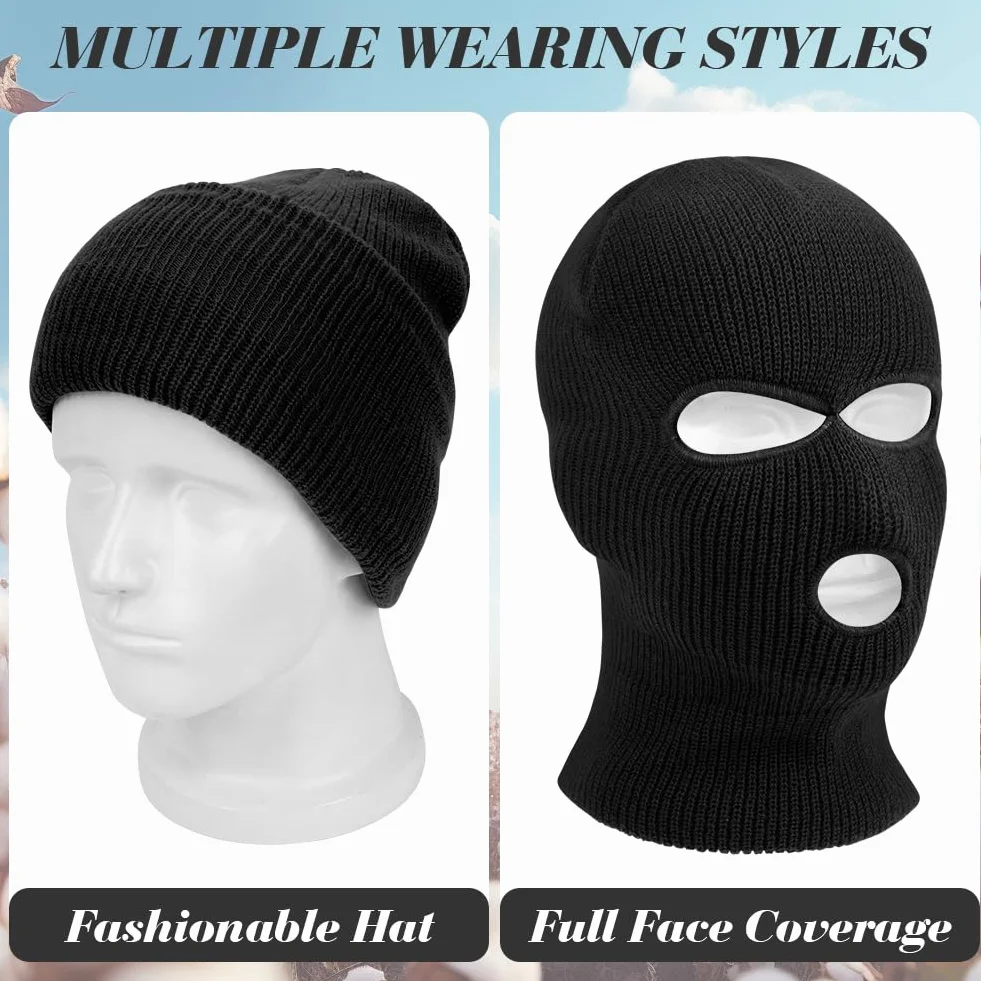 Cagoule Balaclava 2 ou 3 Trous Tricoté pour Ski Moto Vélo Cyclisme