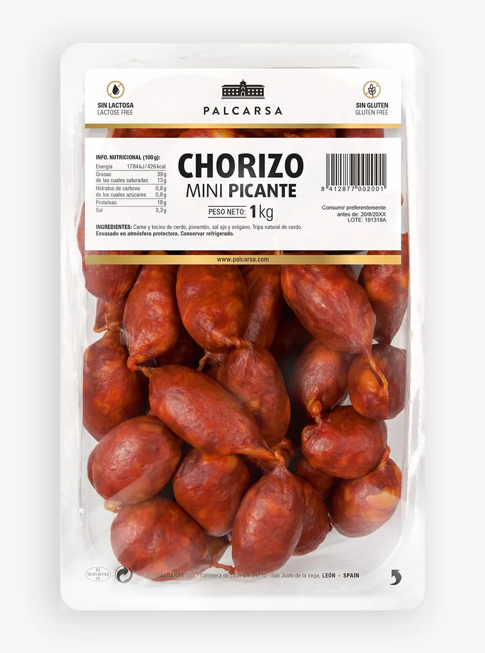 Chorizo Espagnol piquant pour cuisiner palcarsa 1 Kg 50-55 pièces