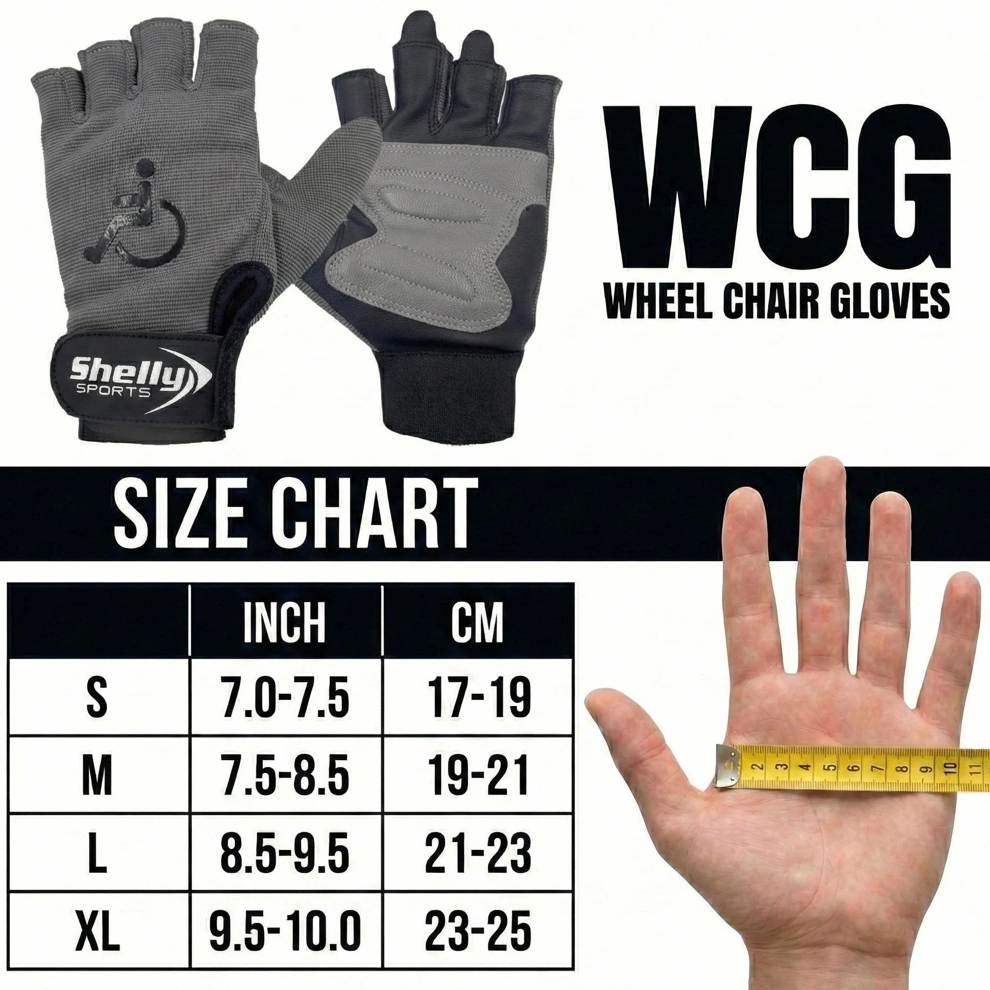 Gants de fauteuil roulant en cuir véritable paume rembourrée sans doigts antidérapants cyclisme légers M
