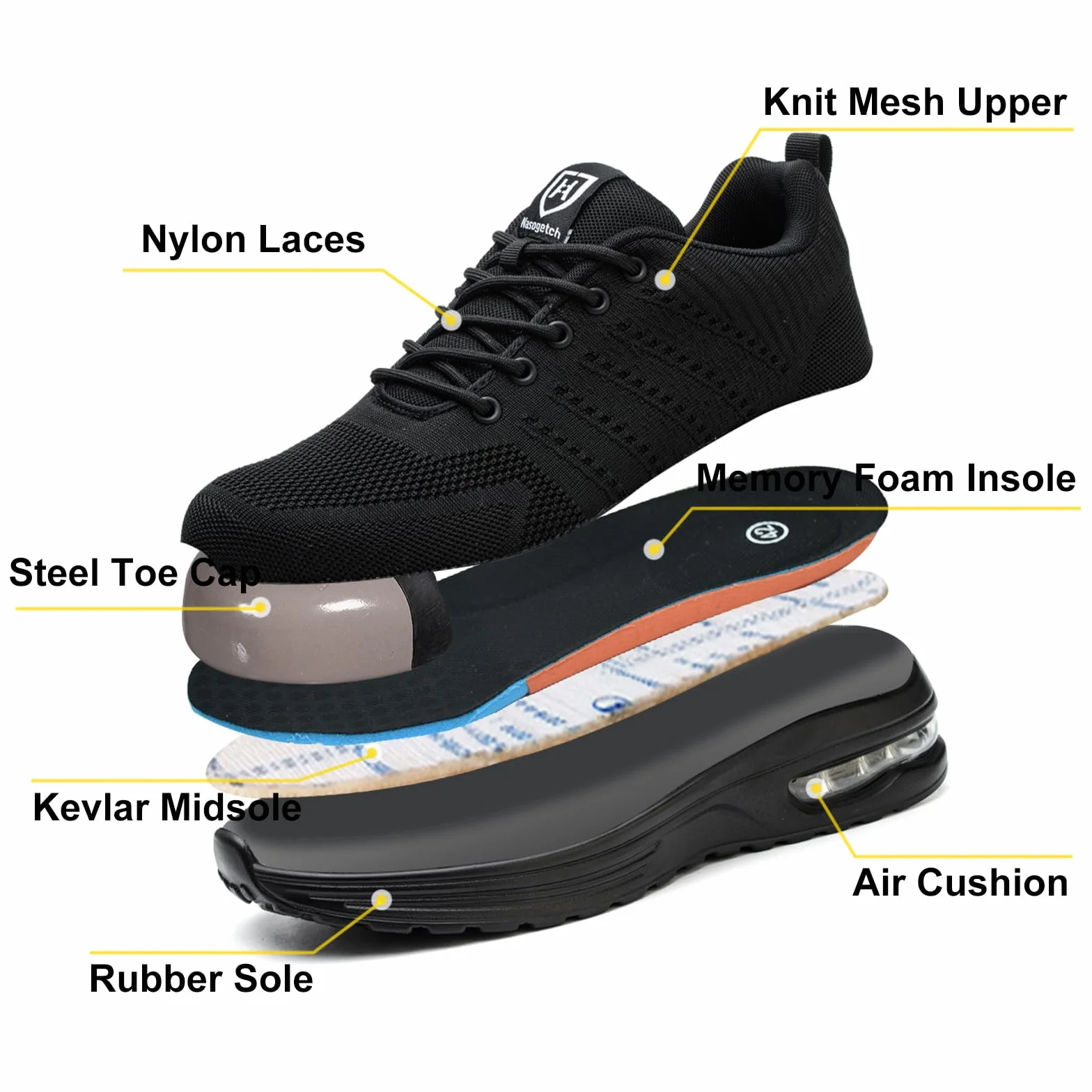 Baofular Chaussures de Sécurité Hommes Femmes Légères Antidérapantes Respirantes Chaussures de Travail