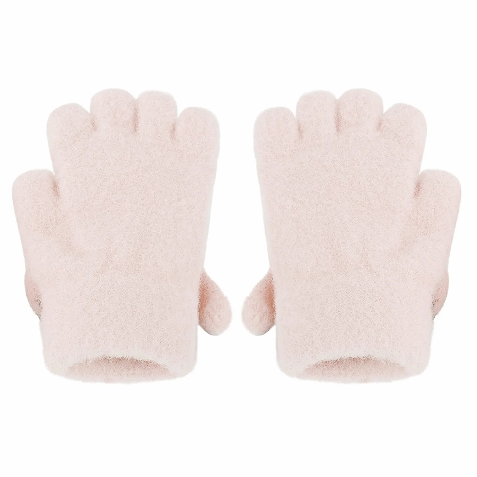 Gants en Tricot d'Hiver pour Fille et Garçon 3-6 Ans Mitaines Motif Renard Mignon Demi Doigts à Rabat Chaud