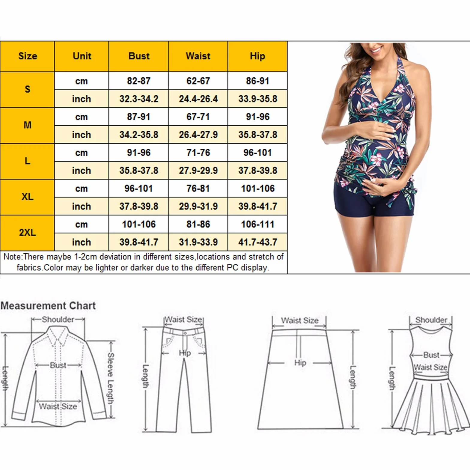 Maillot de bain grossesse femme ensemble deux pièces haut floral avec short