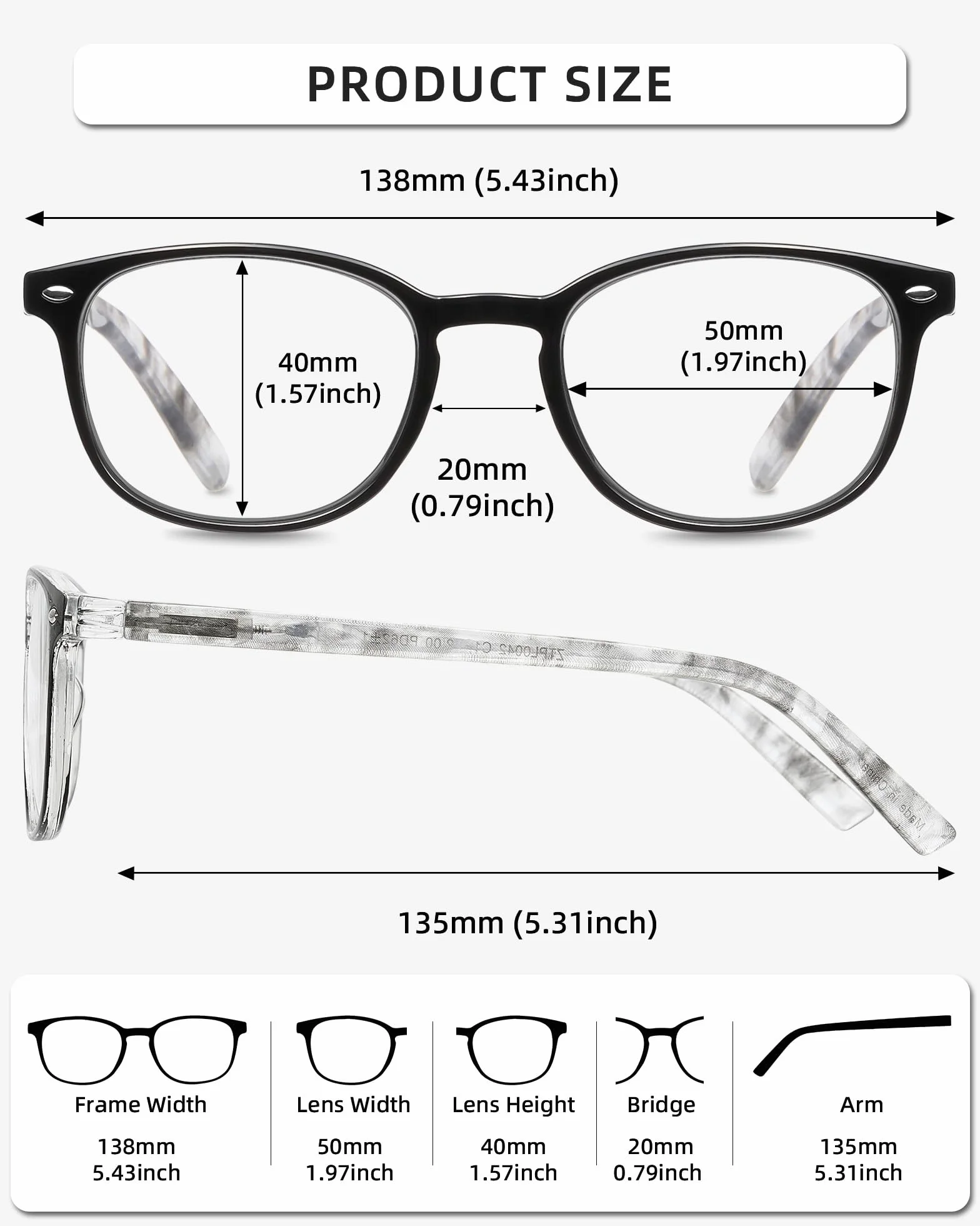 Lunettes de Lecture Charnière à Ressort Presbyte Hommes Femmes Carré