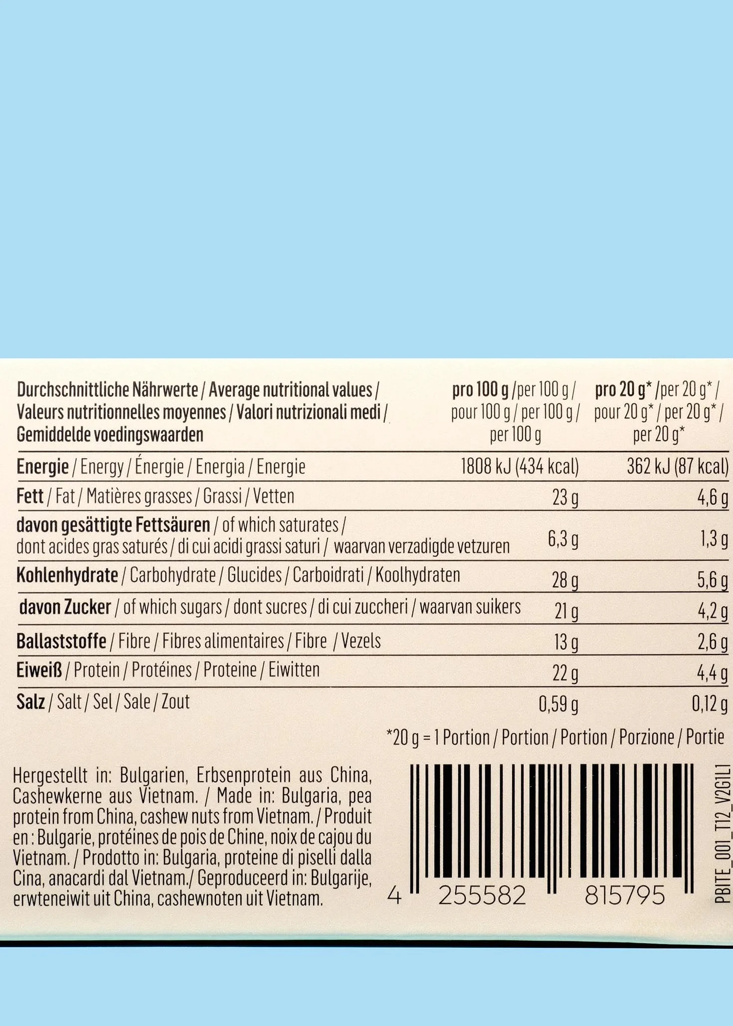 KoRo - Bouchées protéinées bio pistaches et chocolat blanc 12 x 2 x 20 g